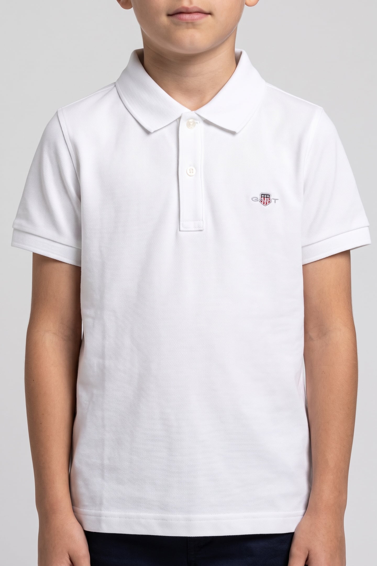 KIDS UNISEX SHIELD SS PIQUE WHITE 1