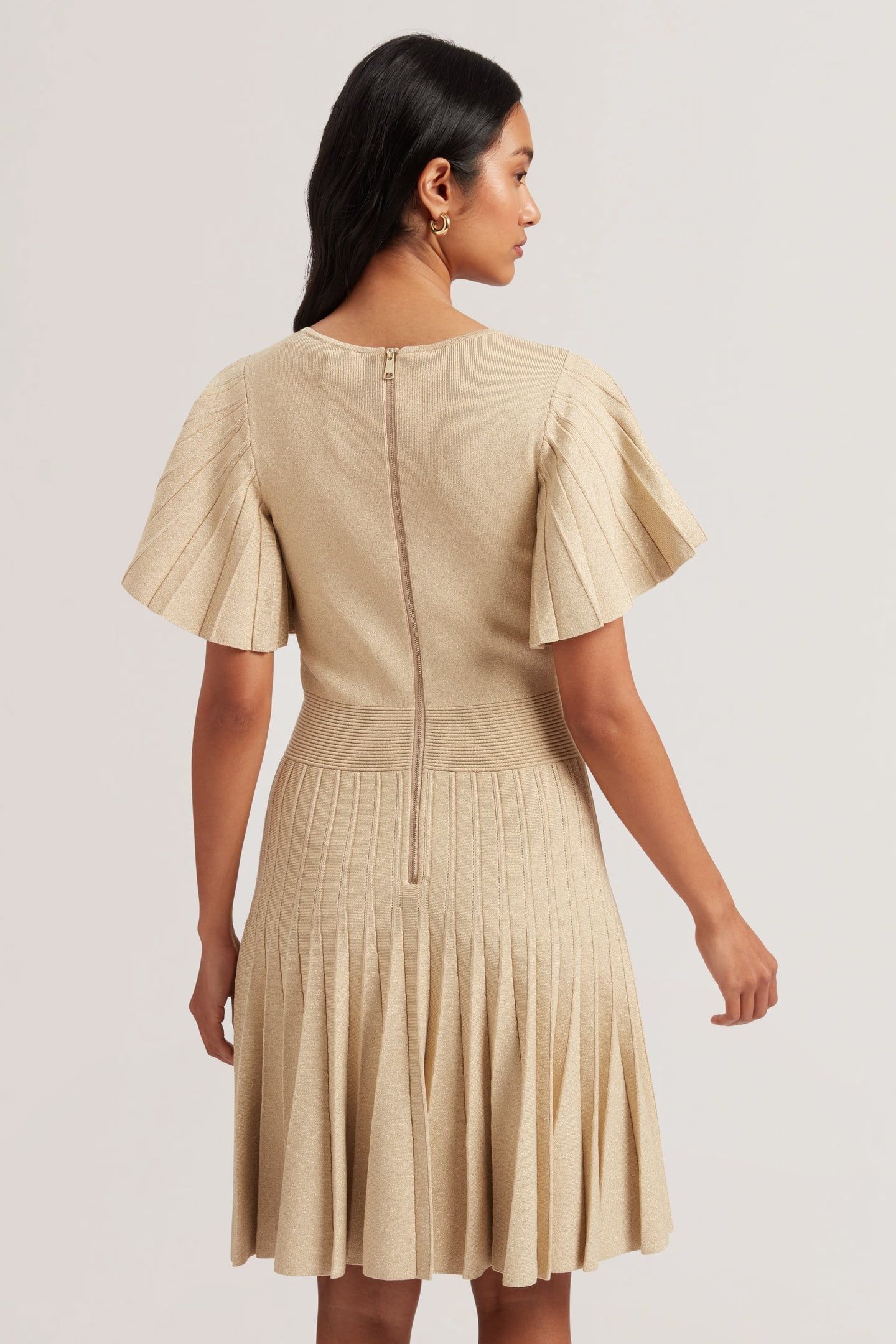 MADISNN METALLIC ANGEL SLEEVE KNIT GOLD 2