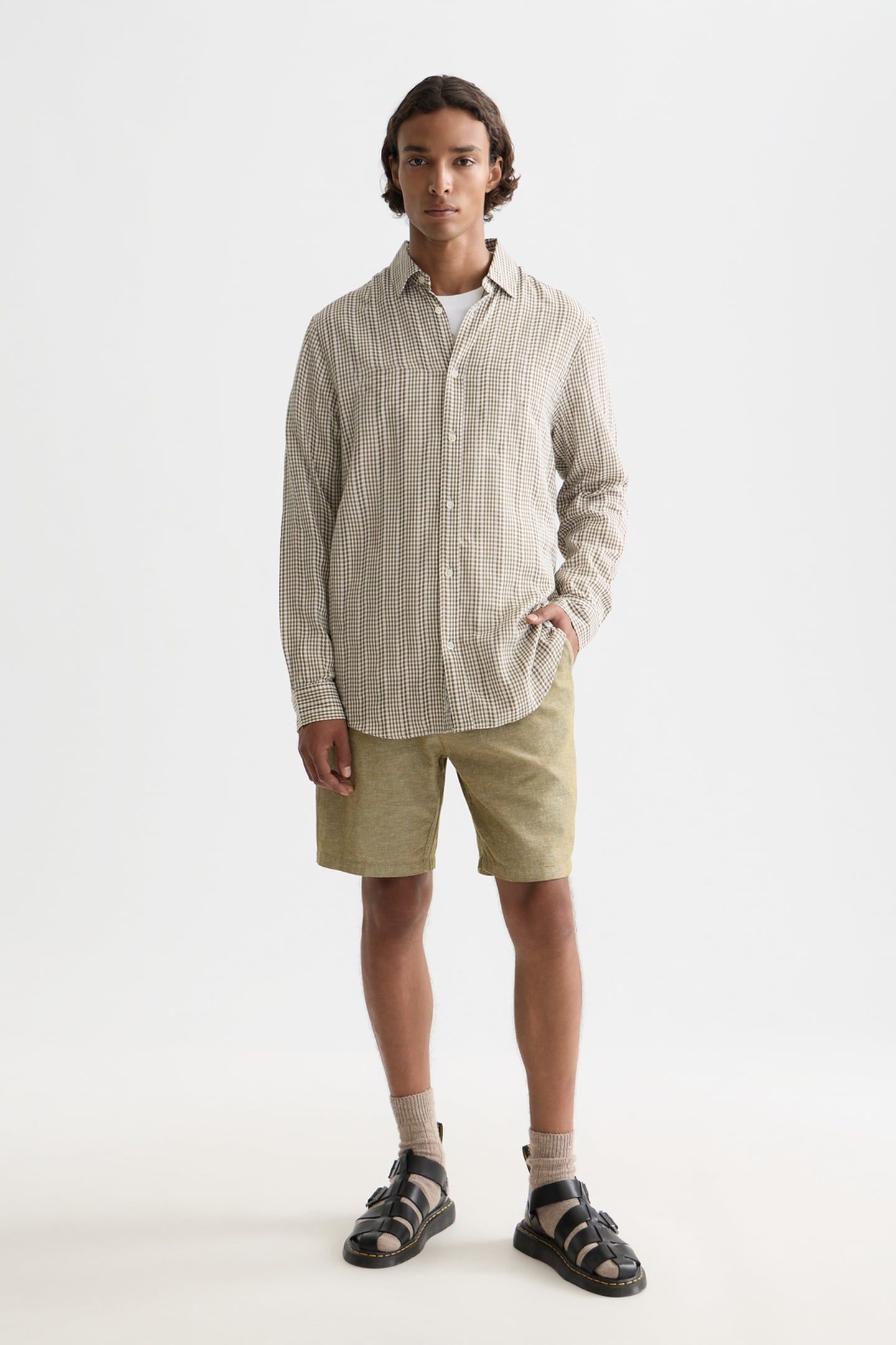 MICROCHECK COTTON POPLIN SHIRT DARK GREEN 3