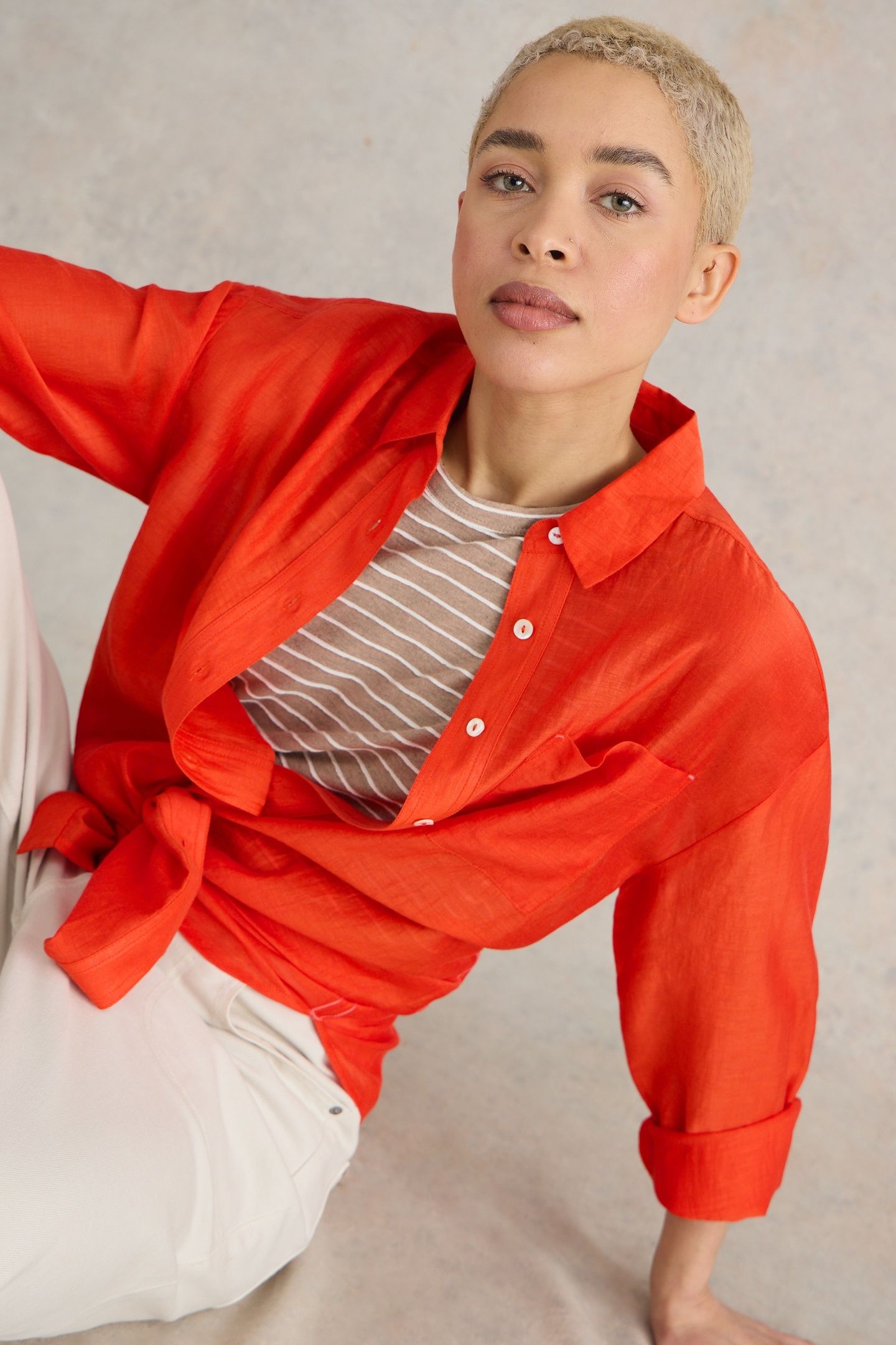 DELILAH COTTON SILK SHIRT BRT ORANGE 7
