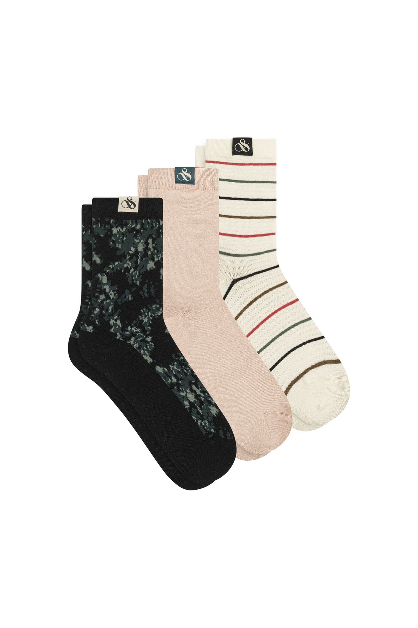 3PK WOMENS NON TERRY CREW BLACK 1