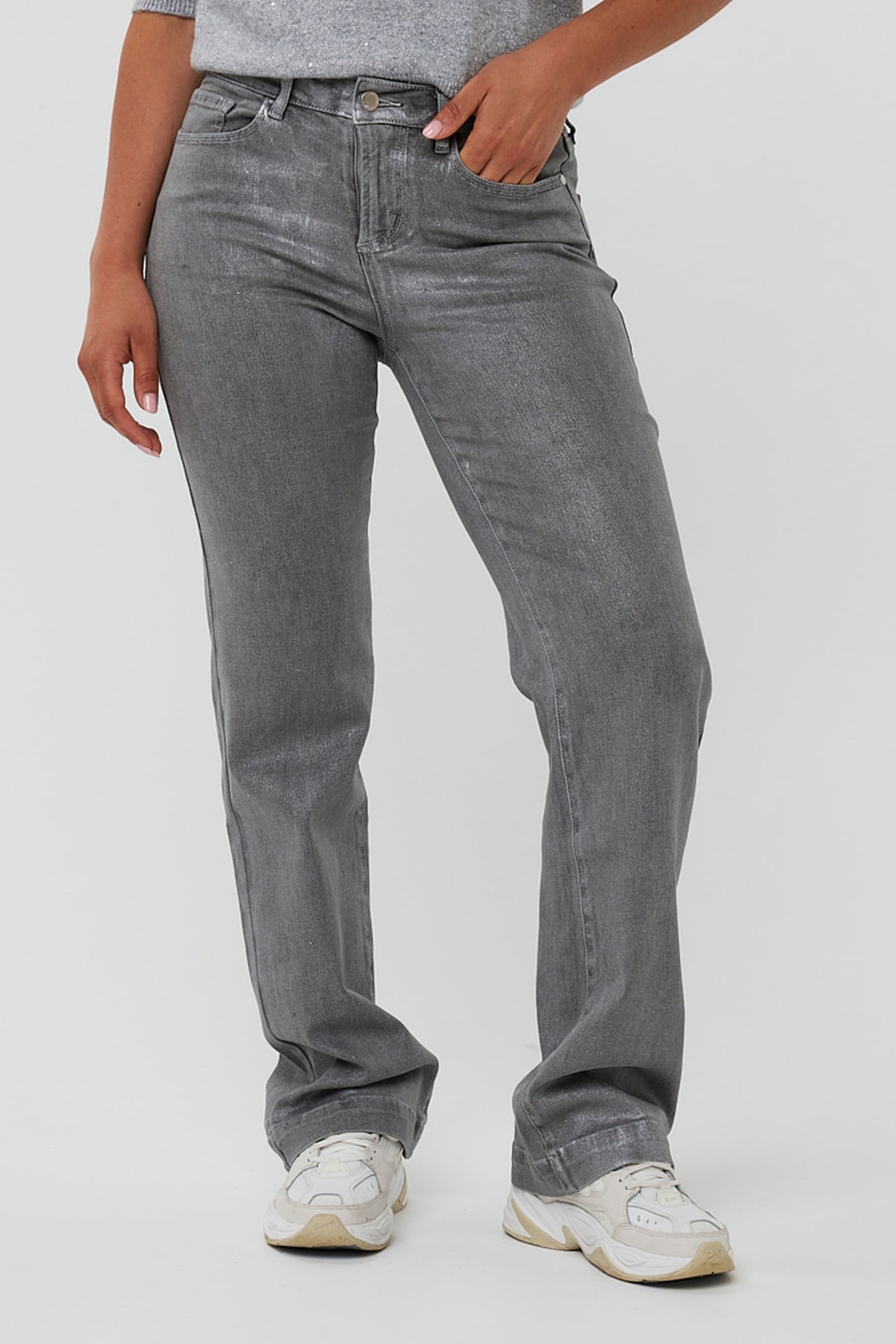 TROUSERS STRAIGHT METALLIC GREY 4