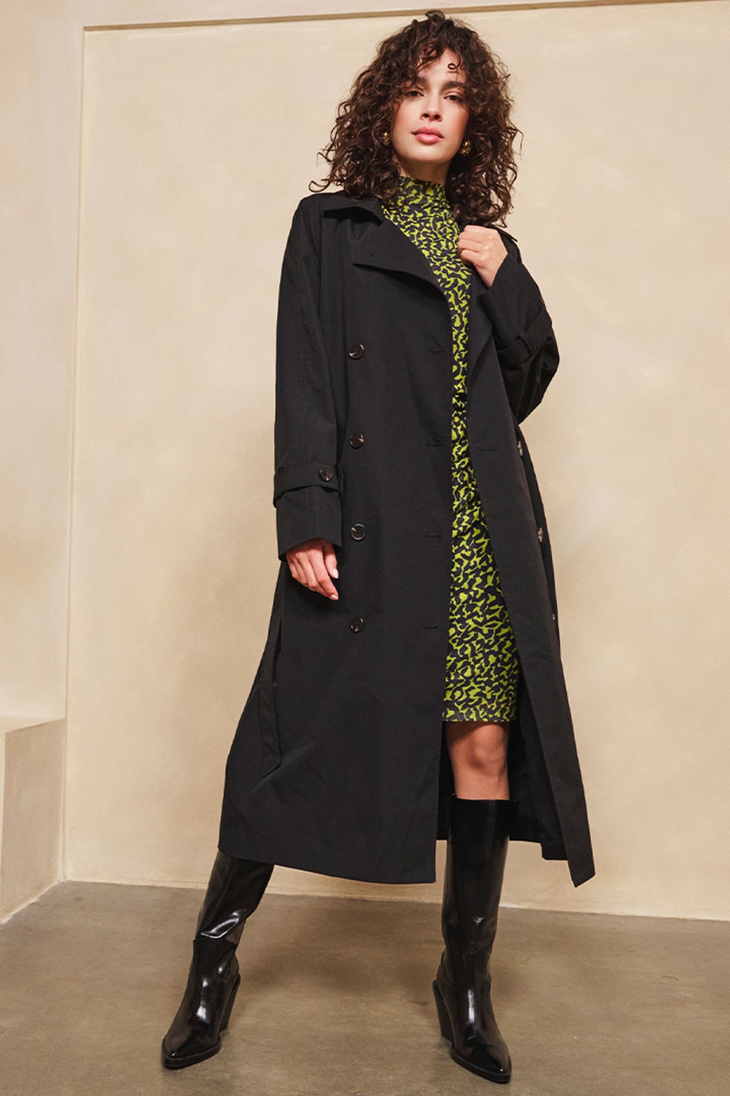COAT TRENCH LONG BLACK 1