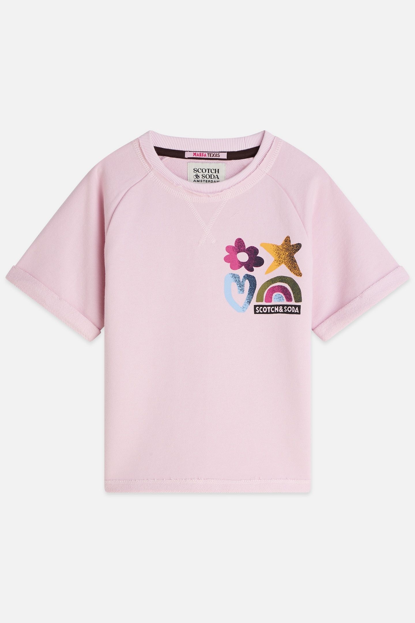 GIRLS FRONT AND BACK ARTWORK SHORTSLEEVE SWEATSHIRT DARK PIN 1