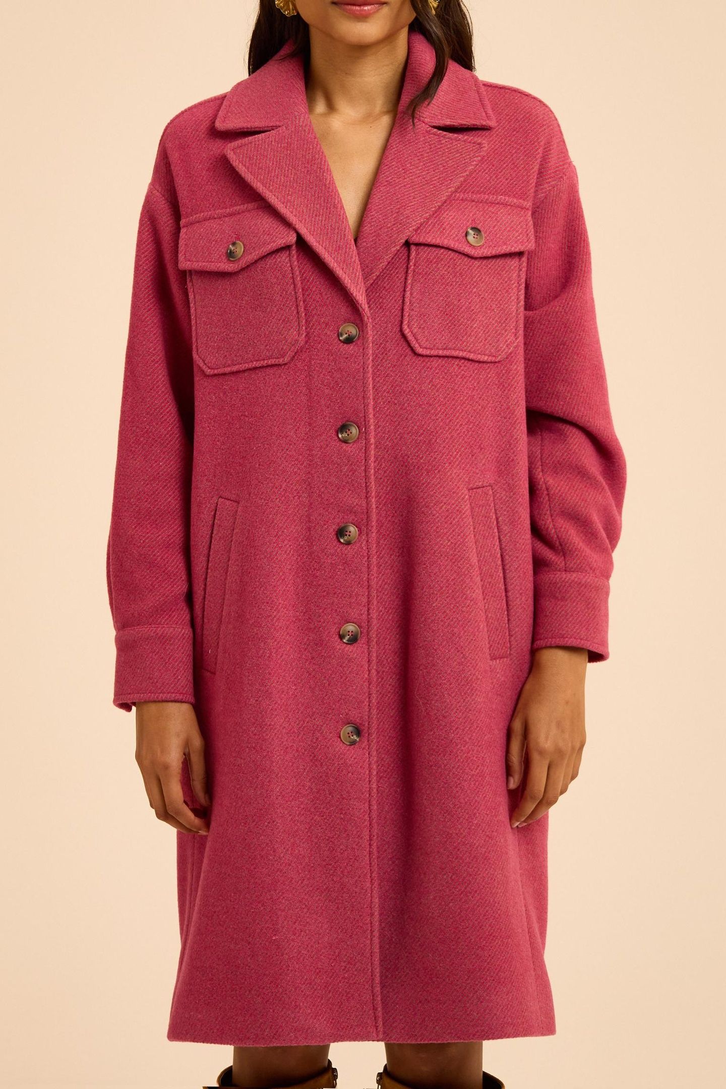 PINK STRIPED LONG COAT 1