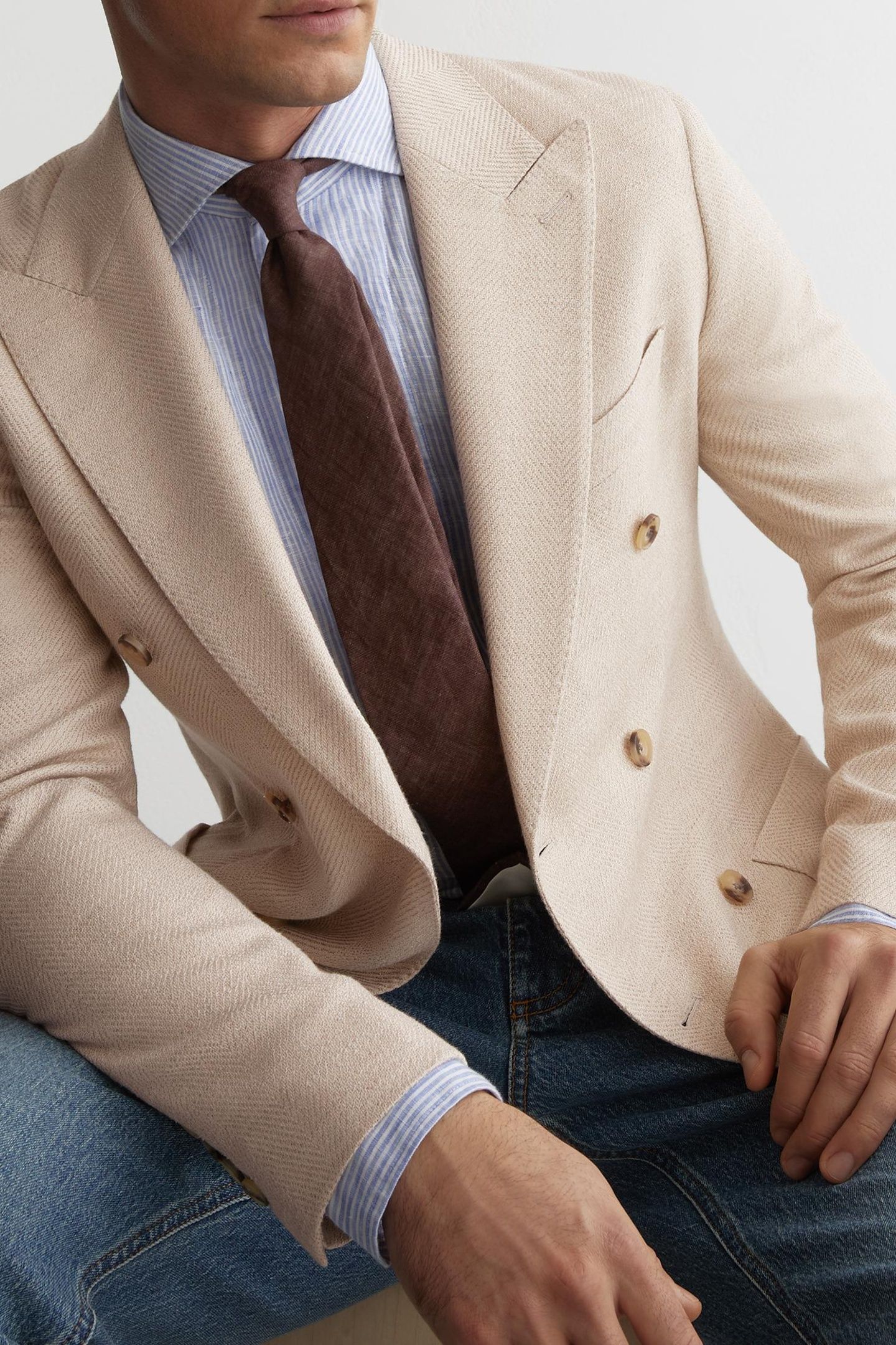 DB HERRINGBONE BLAZER STONE 6
