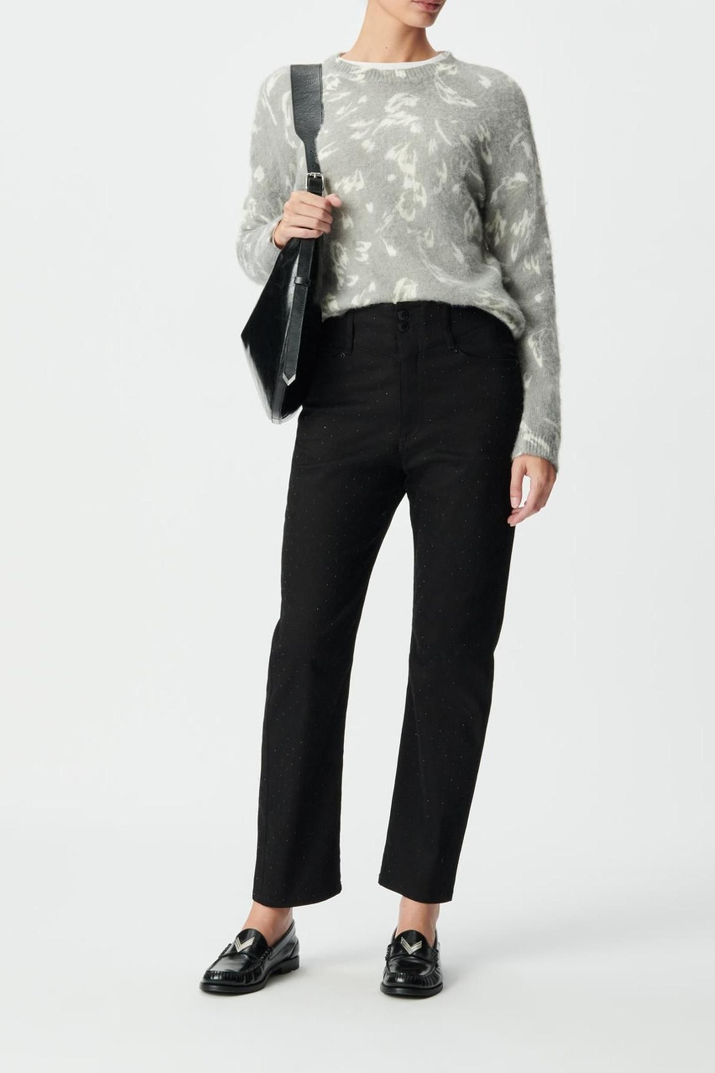 GREY WINTER SWEATER WITH ECRU TACHIST PRINT 3