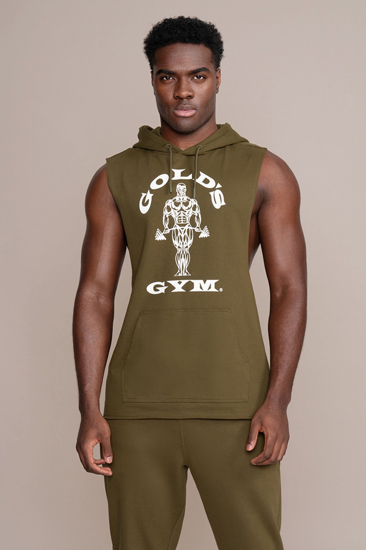 MUSCLE JOE SLEEVELESS HOODIE OLIVE 1