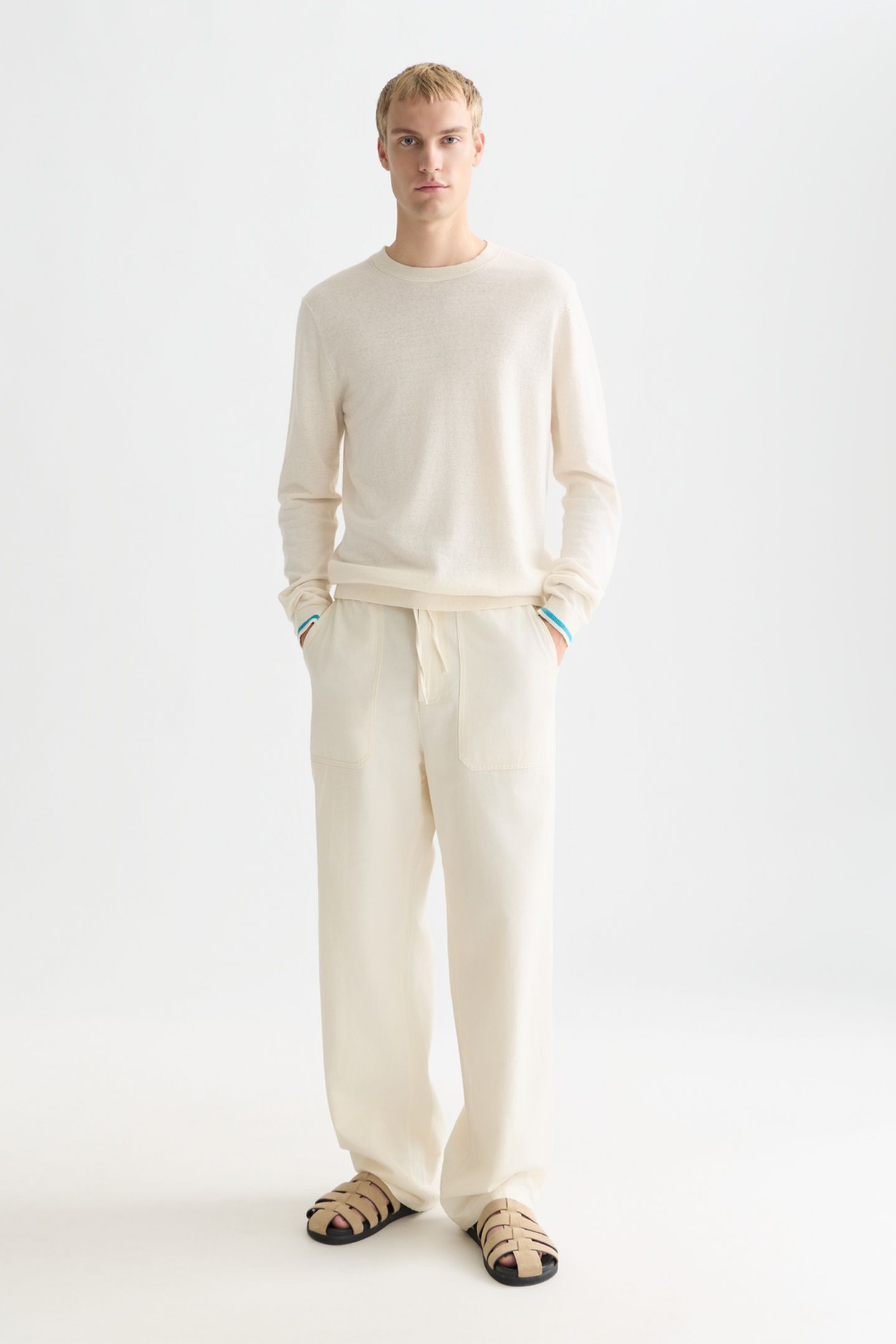 LINENBLEND REGULARFIT PULLOVER LIGHT BEIGE 3