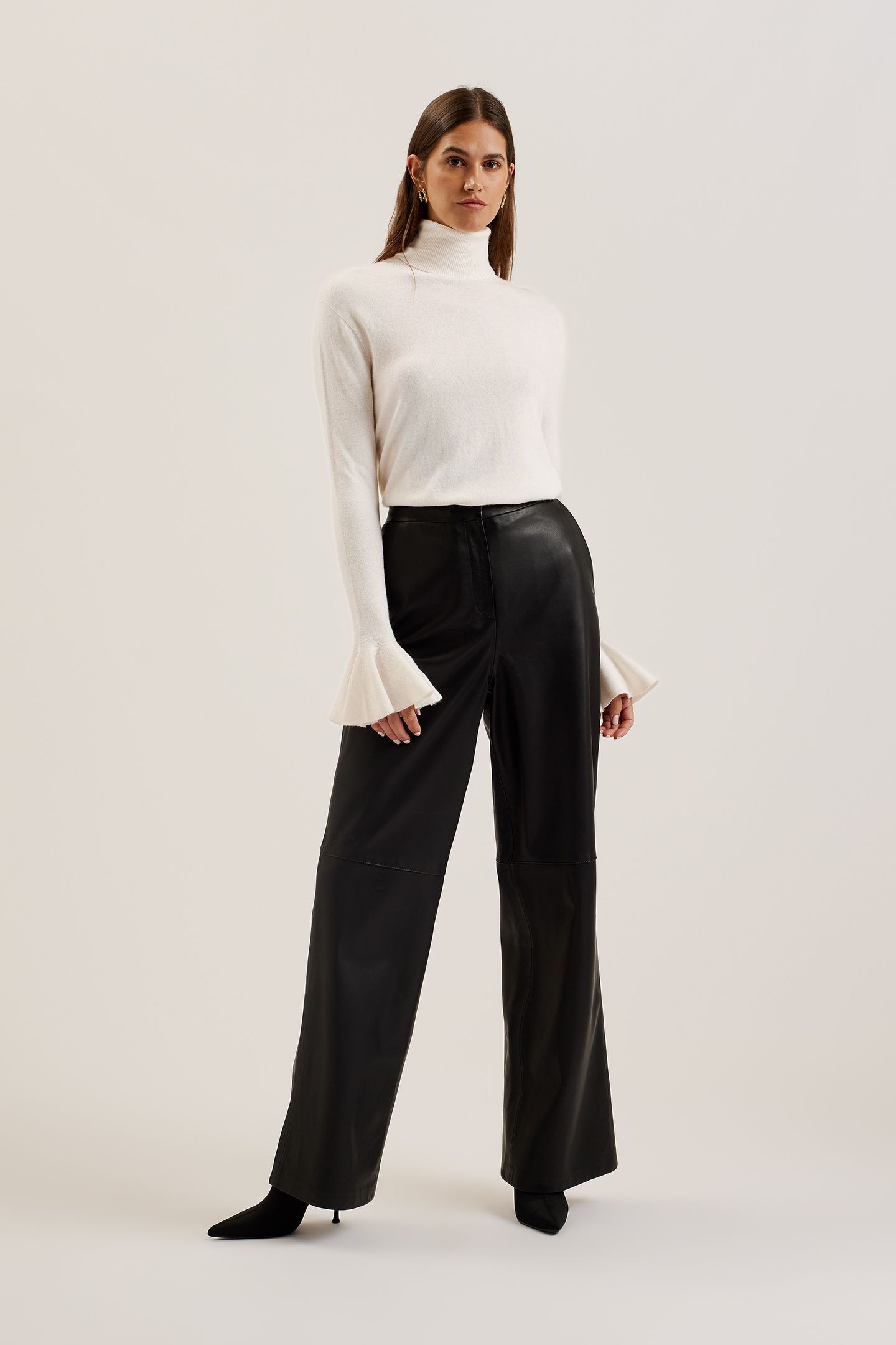 TAMSENN ROLL NECK FLUTED SLEEVE SWEATER IVORY 3