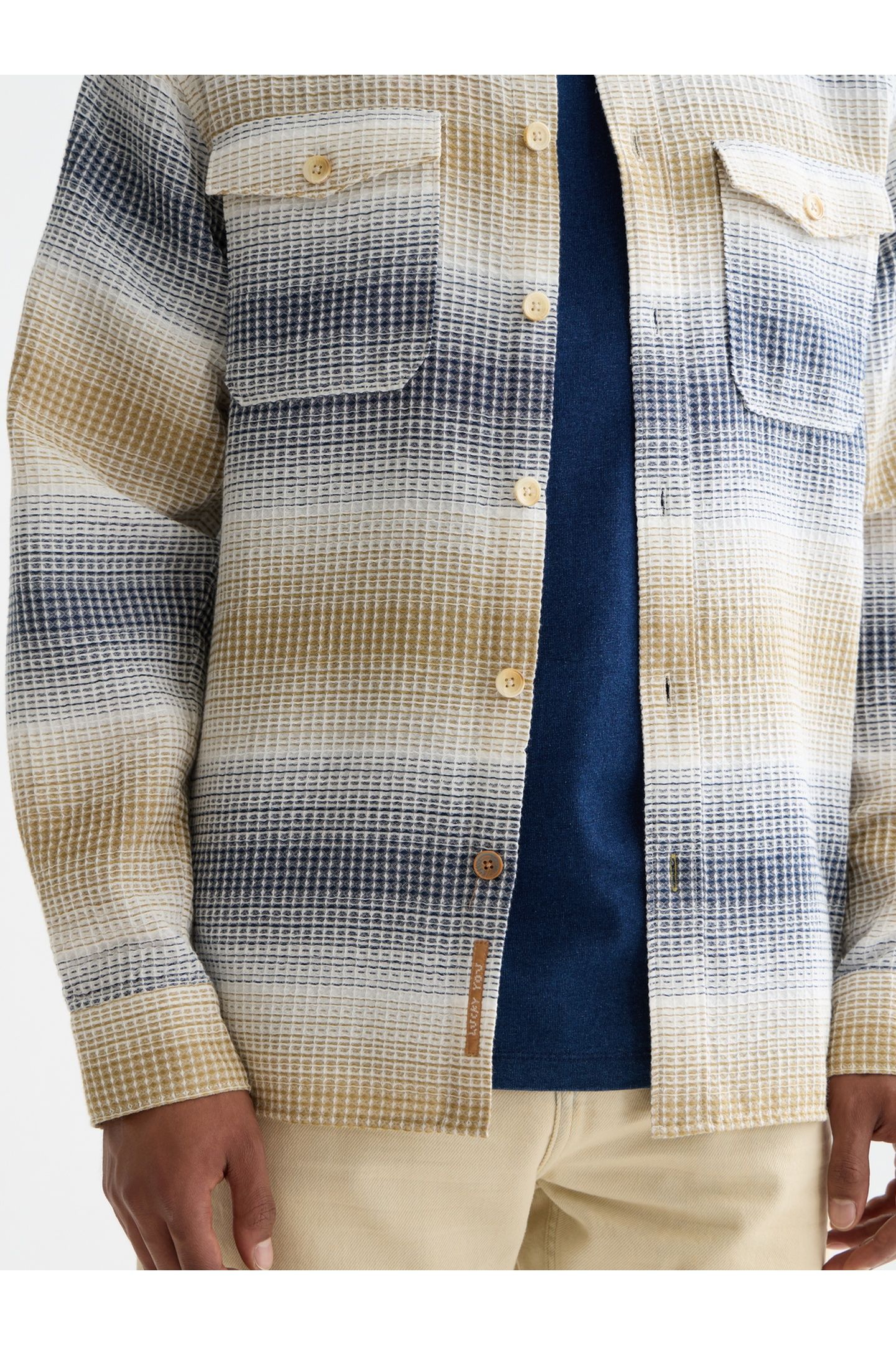 WAFFLE STRUCTURE STRIPE SHIRT NAVY 6