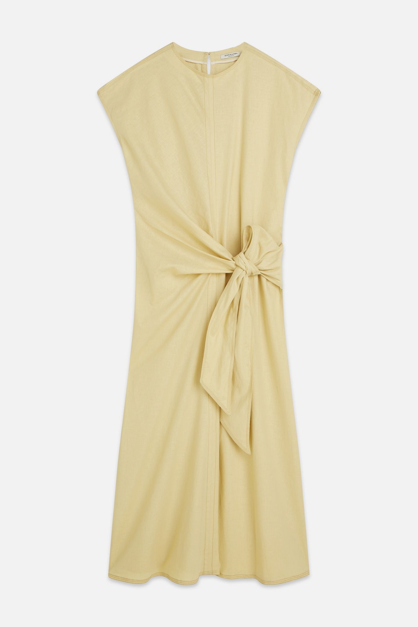 RELAXED LINEN BLEND ANKLE LENGTH TIE DRESS PARSNIP 4