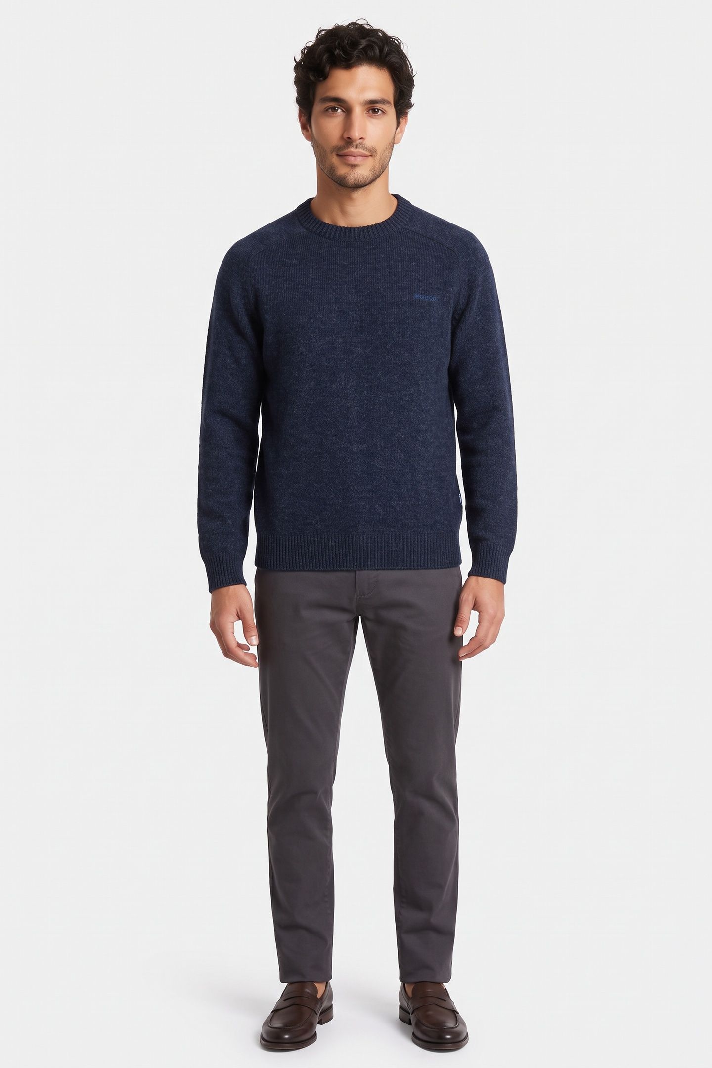 LAMBSWOOL CREW NECK SWEATER NAVY 1