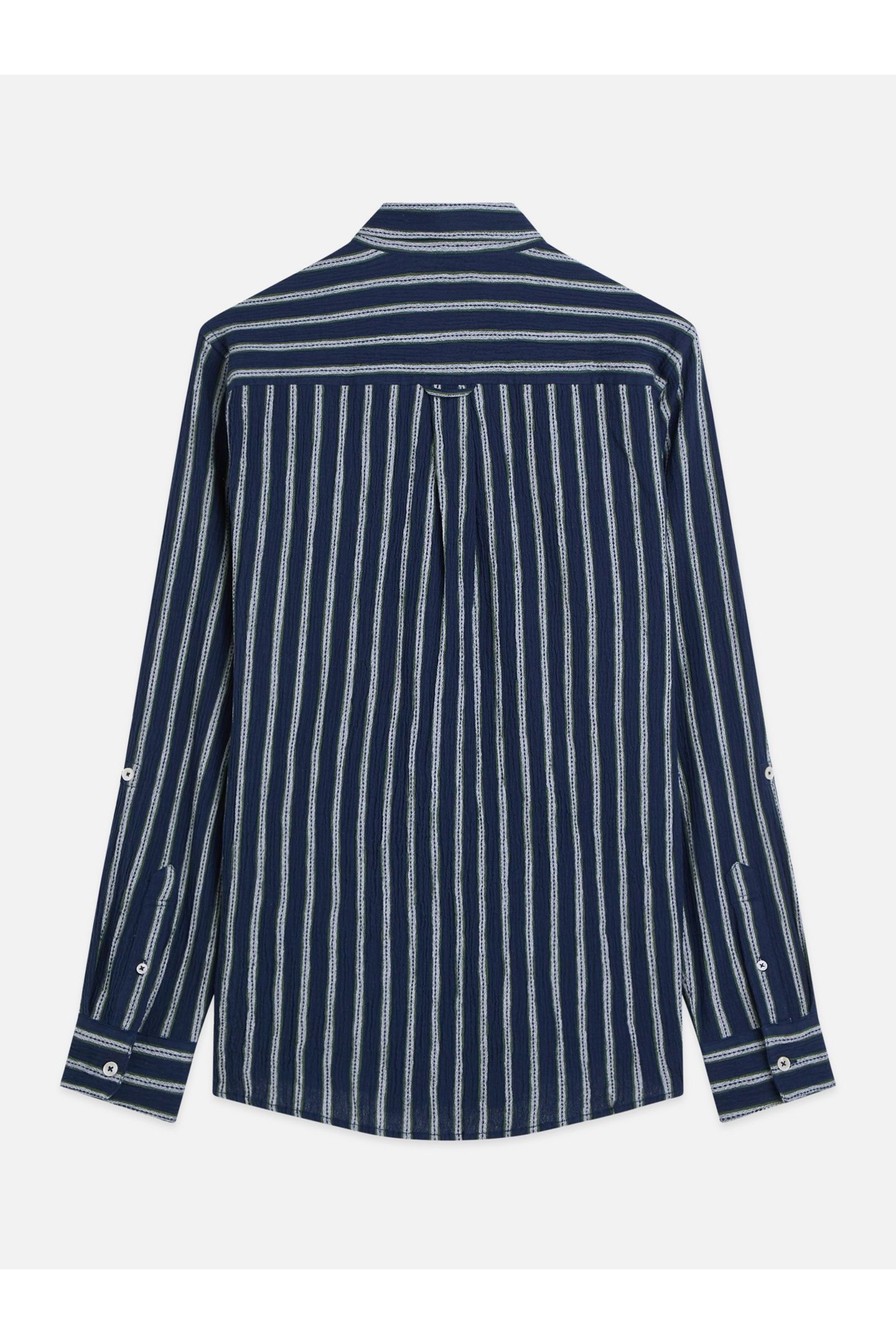 STRIPED CRINKLE STRUCTURE REGULARFIT SHIRT DARK GREEN 2