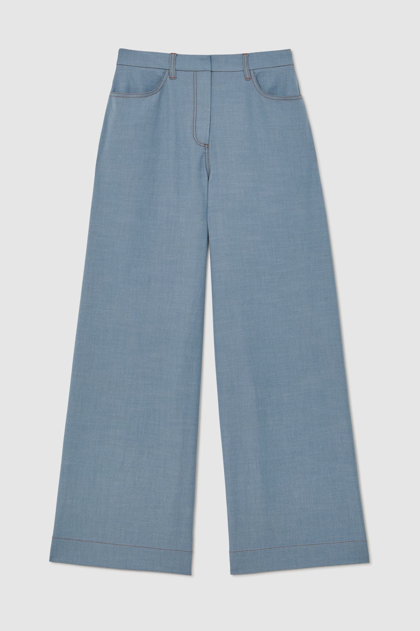DENIM LOOK WIDE LEG TROUSER LIGHT BLUE 4
