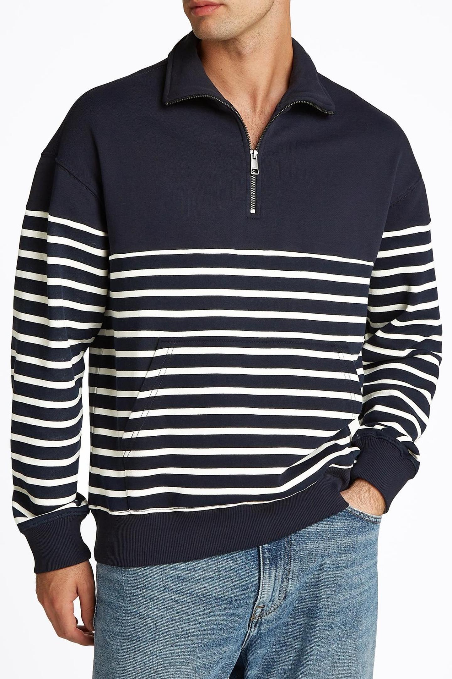 PLACED STRIPE 1/4 ZIP DESERT SKY/IVORY PETAL 3
