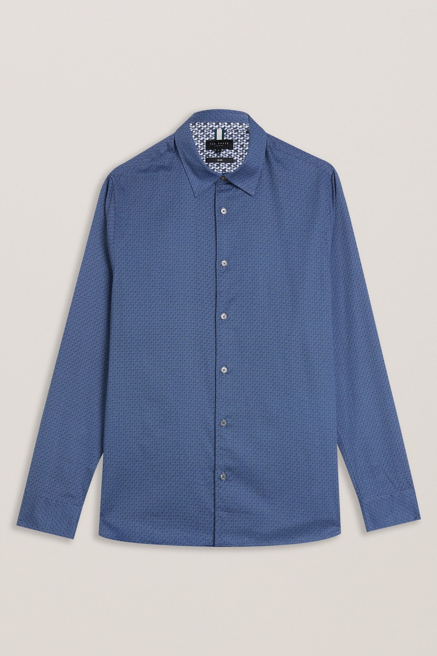 KWENDAL LS SLIM RETRO DIAMOND GEO SHIRT BLUE 3
