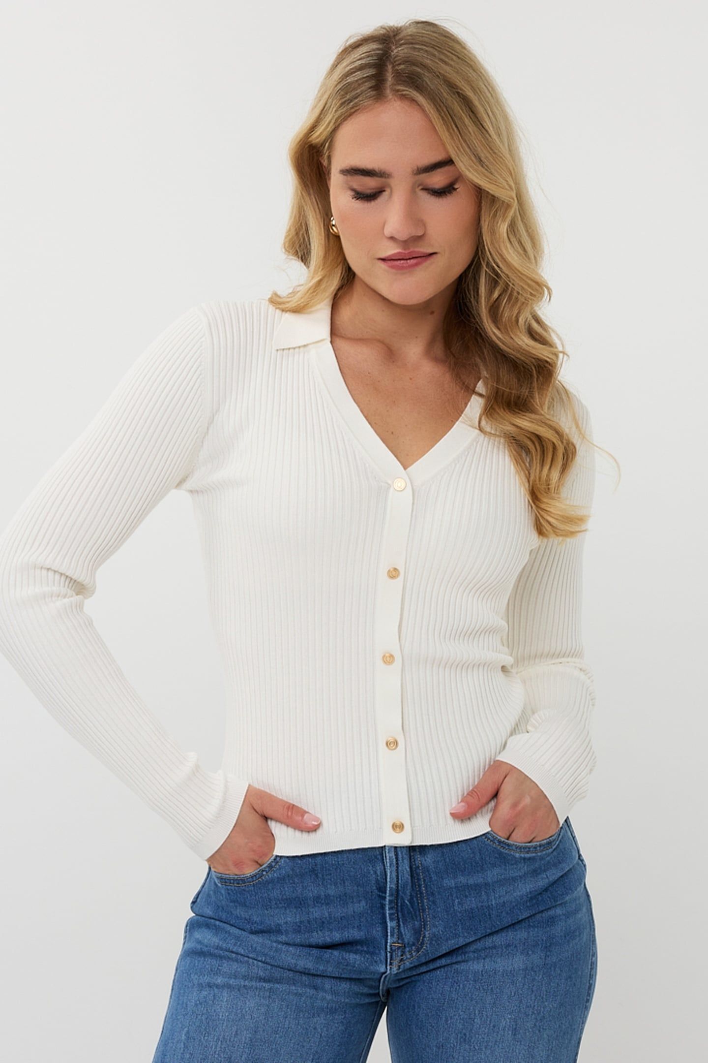 SWEATER BUTTON UP OFF WHITE 1