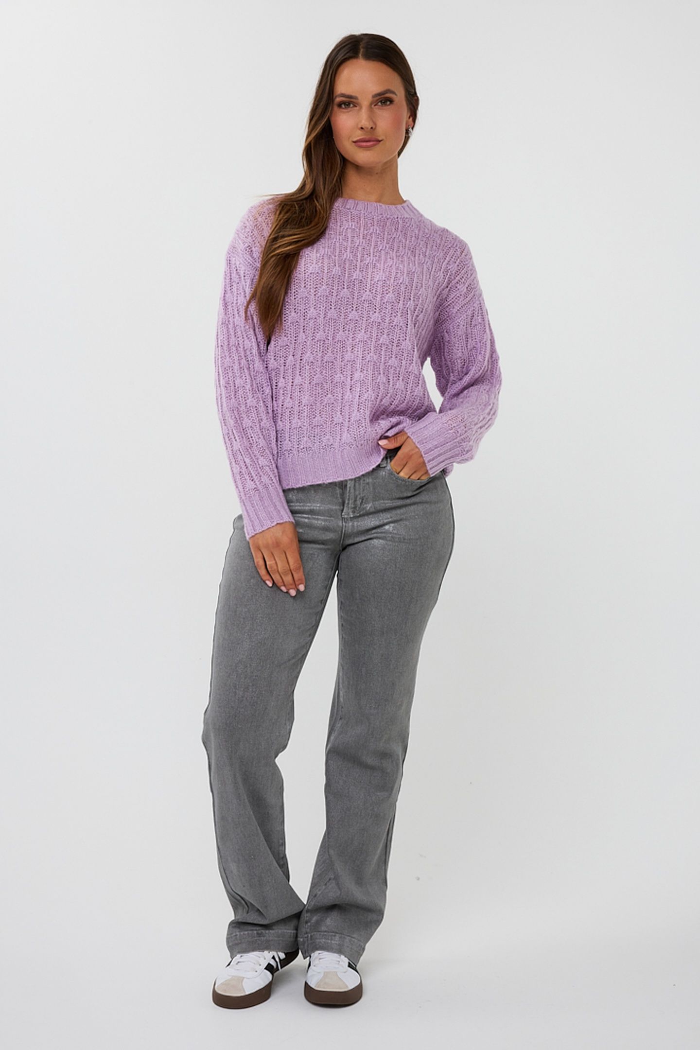 TROUSERS STRAIGHT METALLIC GREY 2