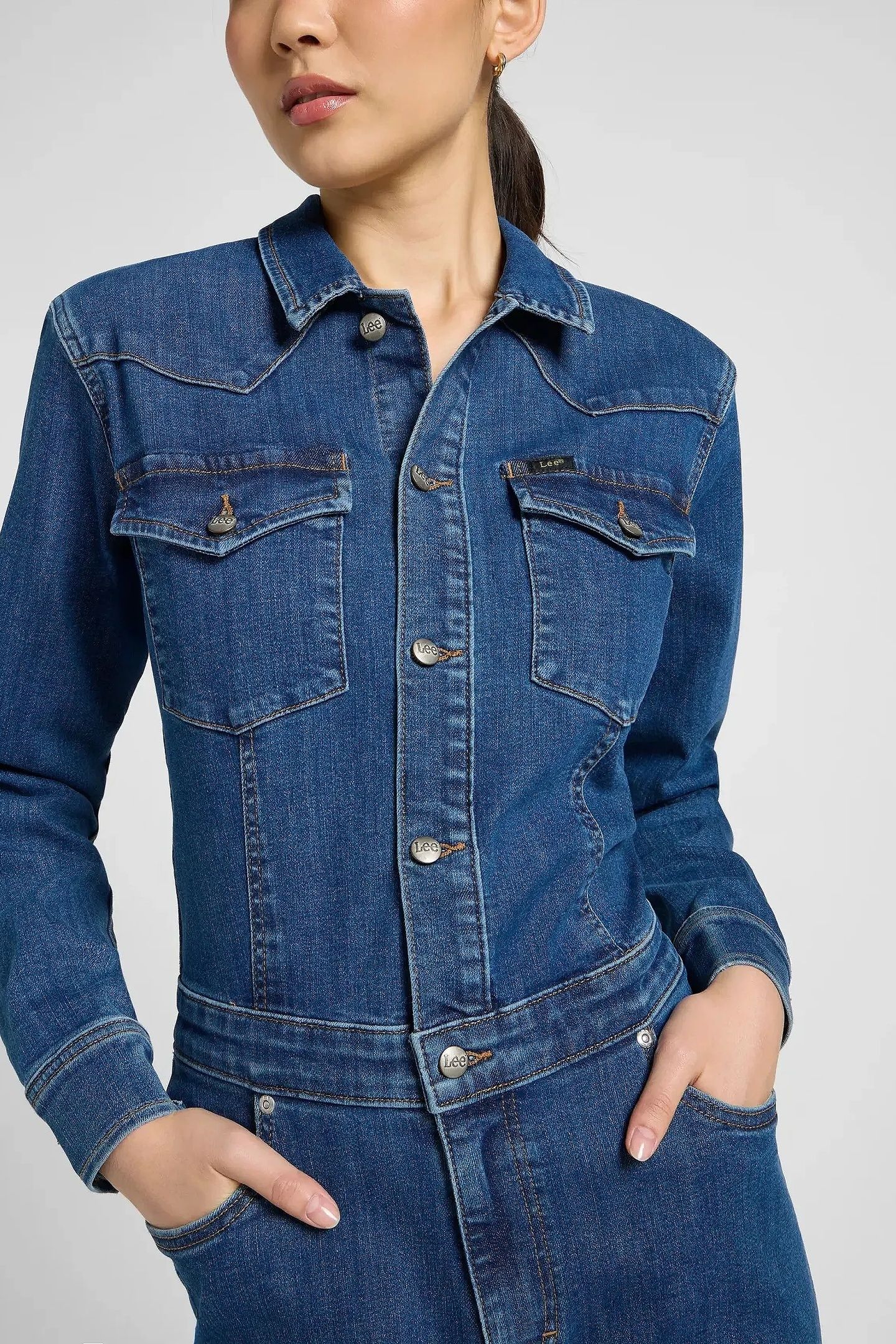 WESTERN JUMPSUIT UPSTREAM SLIM DENIM BLUE 4