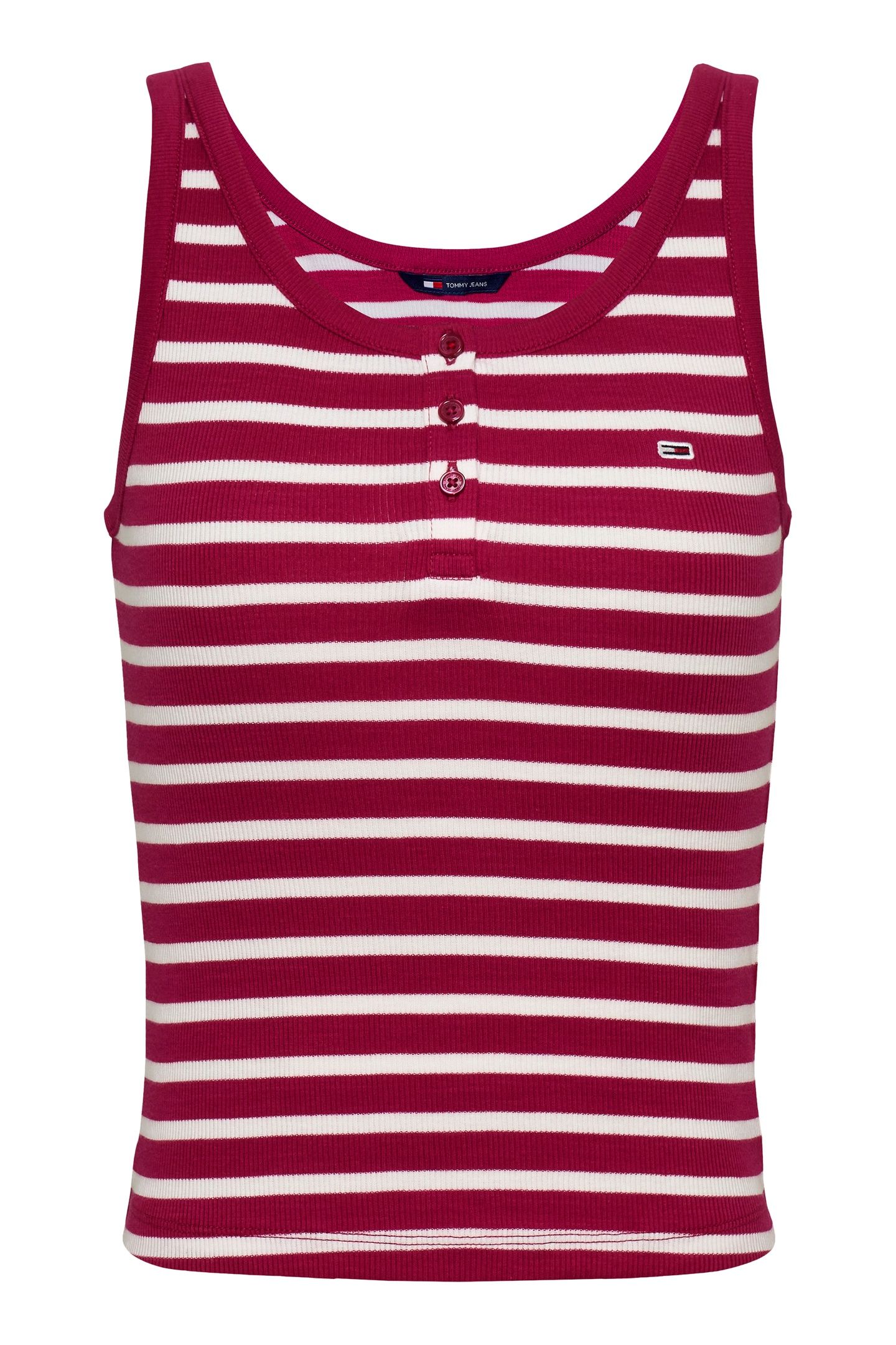 TJW SLIM BUTTON TANK BRILLIANT BERRY/STRIPE 4