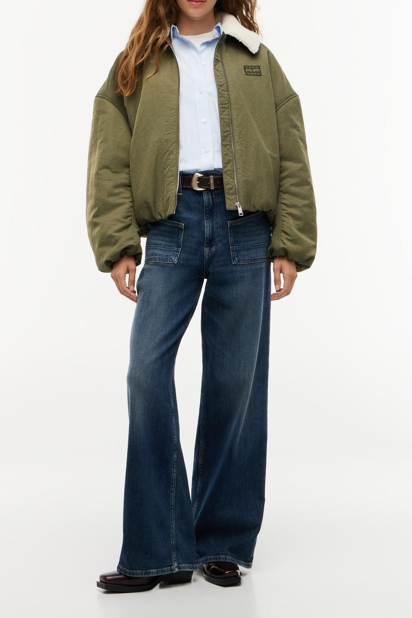 FUR COLLAR UTILITY JACKET GREEN 1