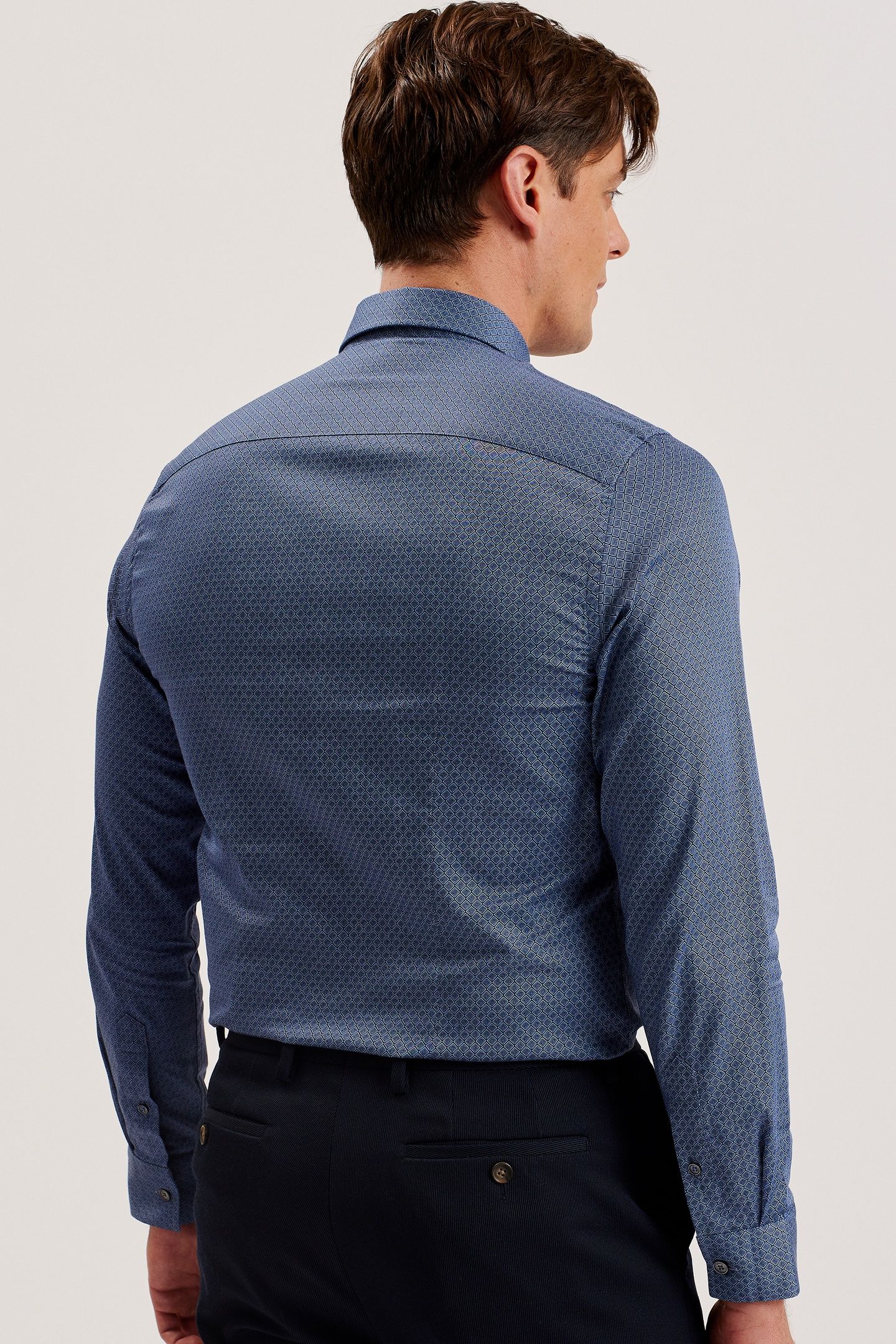 KWENDAL LS SLIM RETRO DIAMOND GEO SHIRT BLUE 2