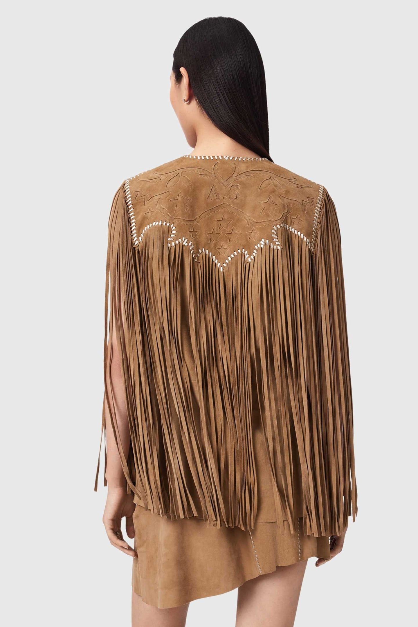 CARTER TASSEL GILET SAND BROWN 2