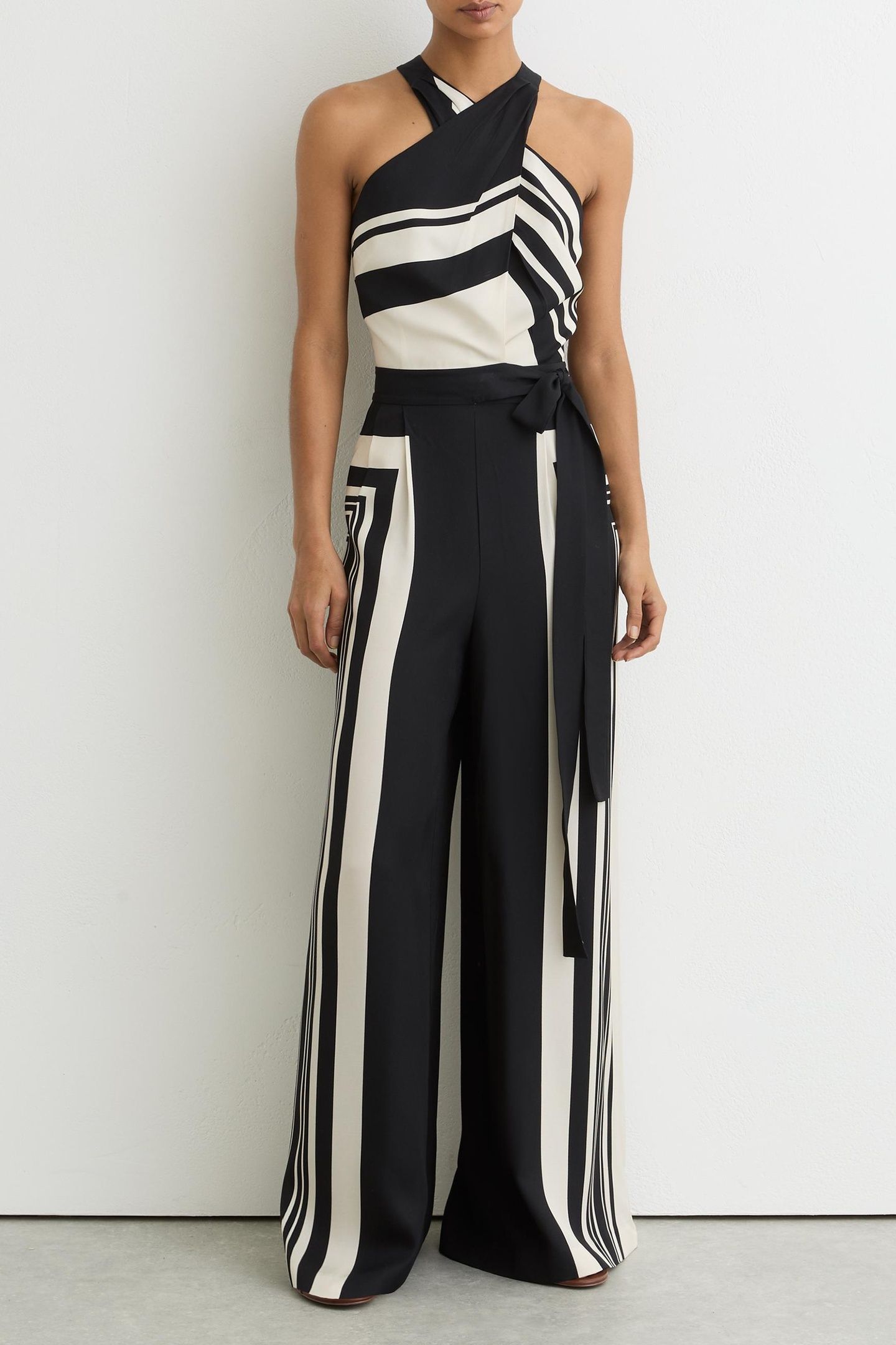 PRINTED WIDE LEG JUMPSUIT BLACK/IVORY 1