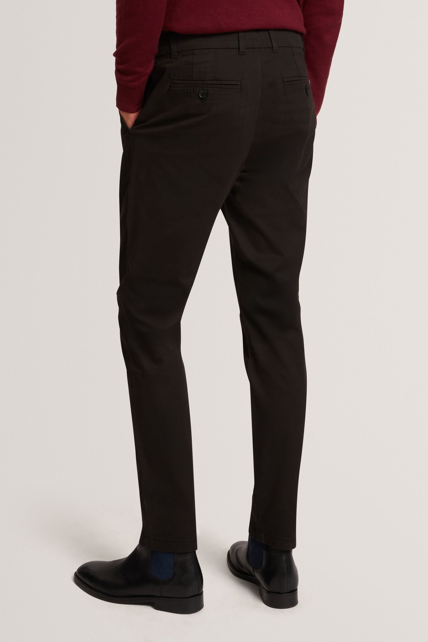 SLIM COTTON STRETCH CHINO TROUSER BLACK 2