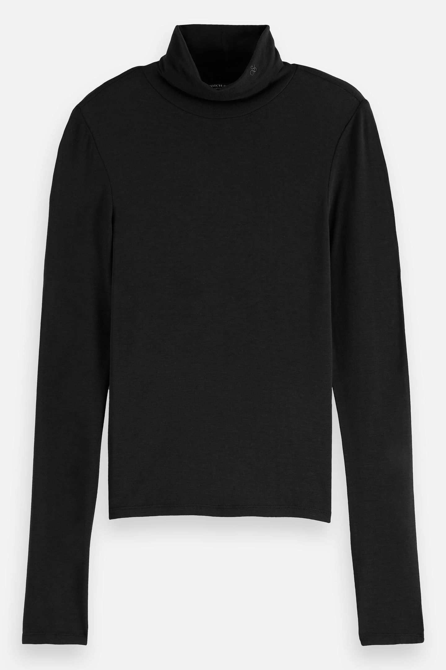 ROLL UP NECK LONG SLEEVE T-SHIRT BLACK 4