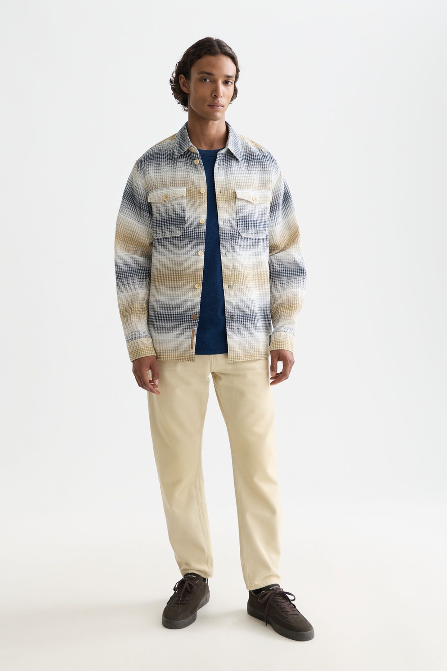 WAFFLE STRUCTURE STRIPE SHIRT NAVY 3