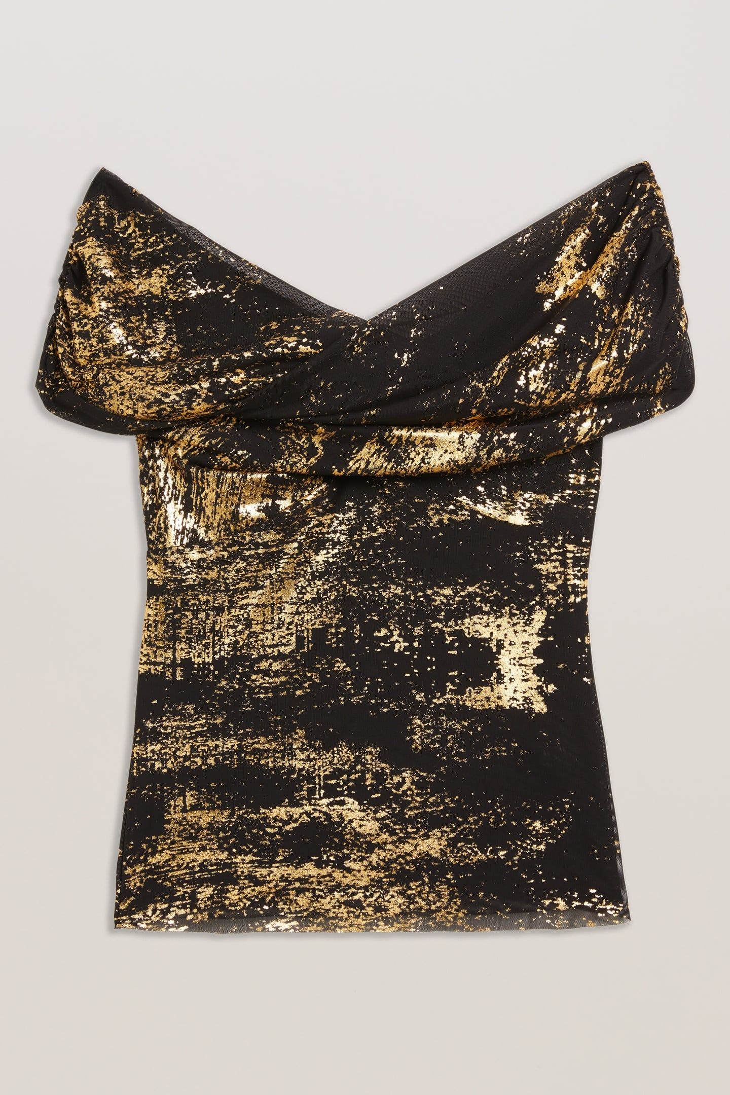 TALULAR BARDOT FOIL PRINTED MESH TOP BLACK 3