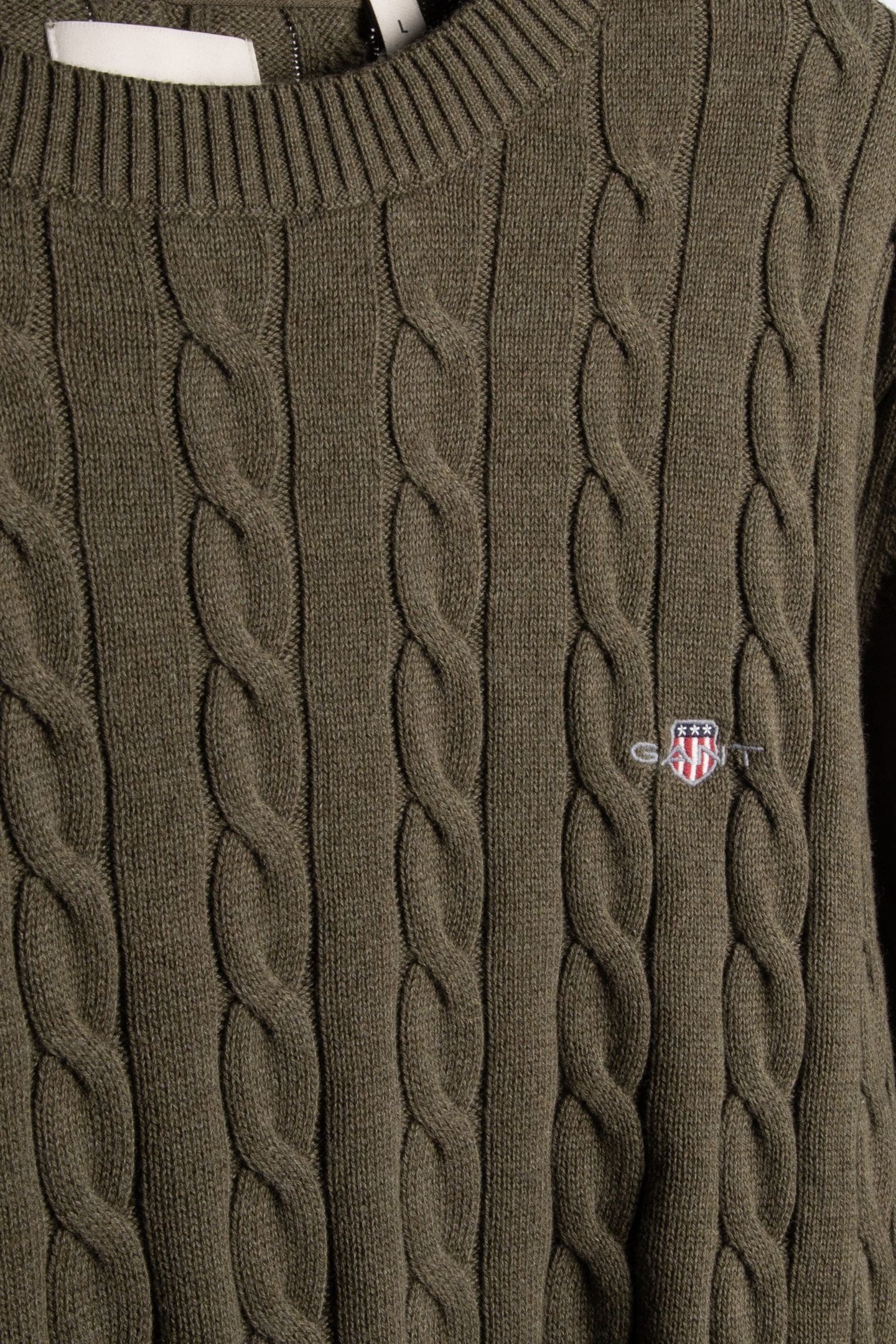 CLASSIC CABLE KNIT SWEATER KHAKI GREEN MEL 5