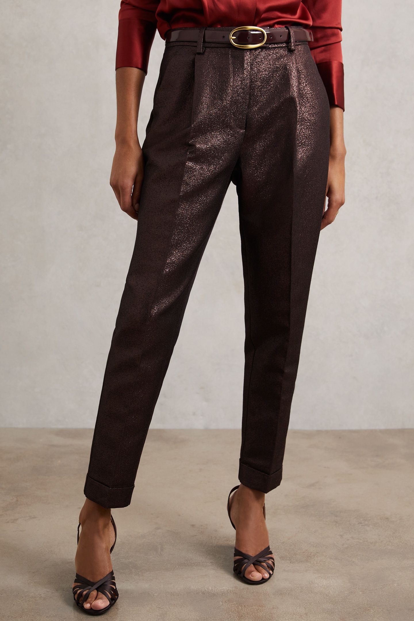 SPARKLE TAPER TROUSER BURGUNDY 1