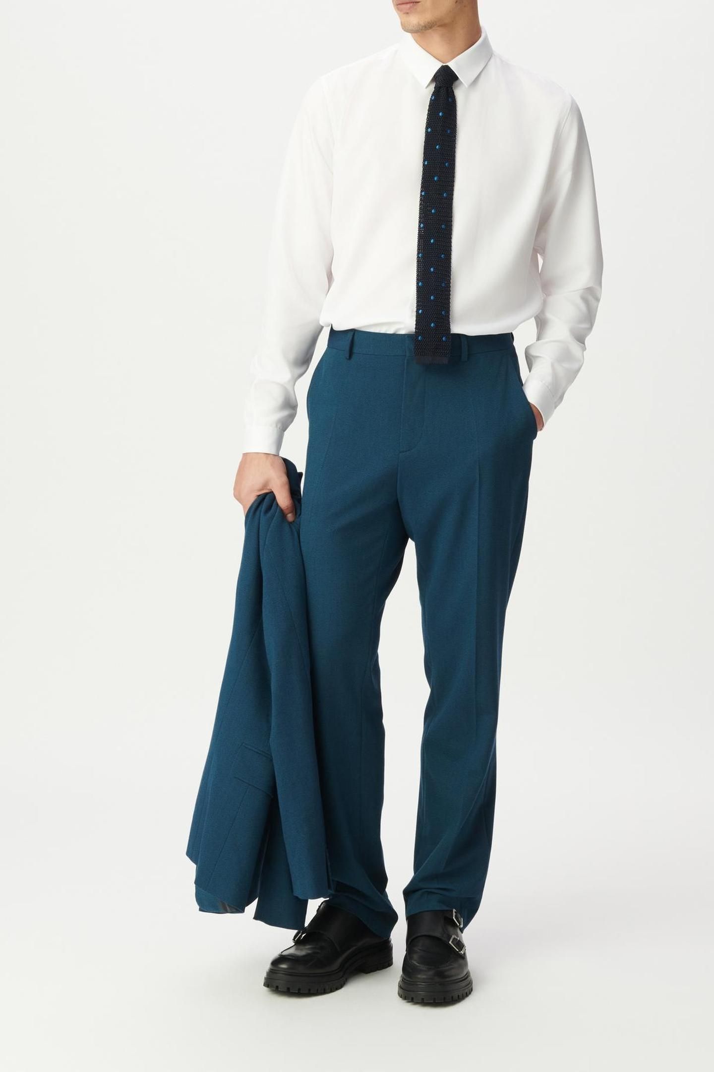 BLUE SEMI-PLAIN SUIT TROUSERS 3