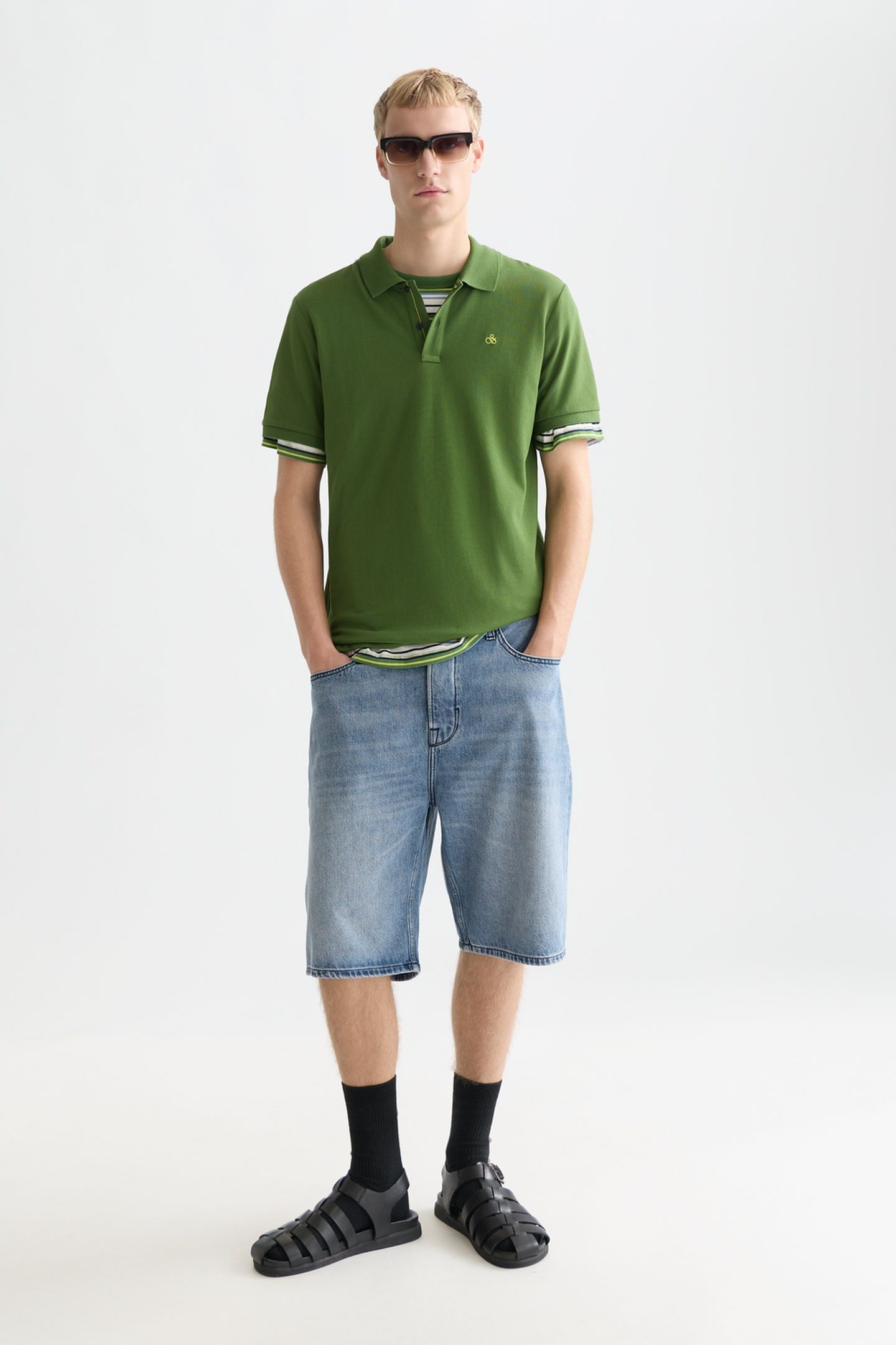 SEASONAL CORE PIQUE CHEST LOGO POLO DARK GREEN 3
