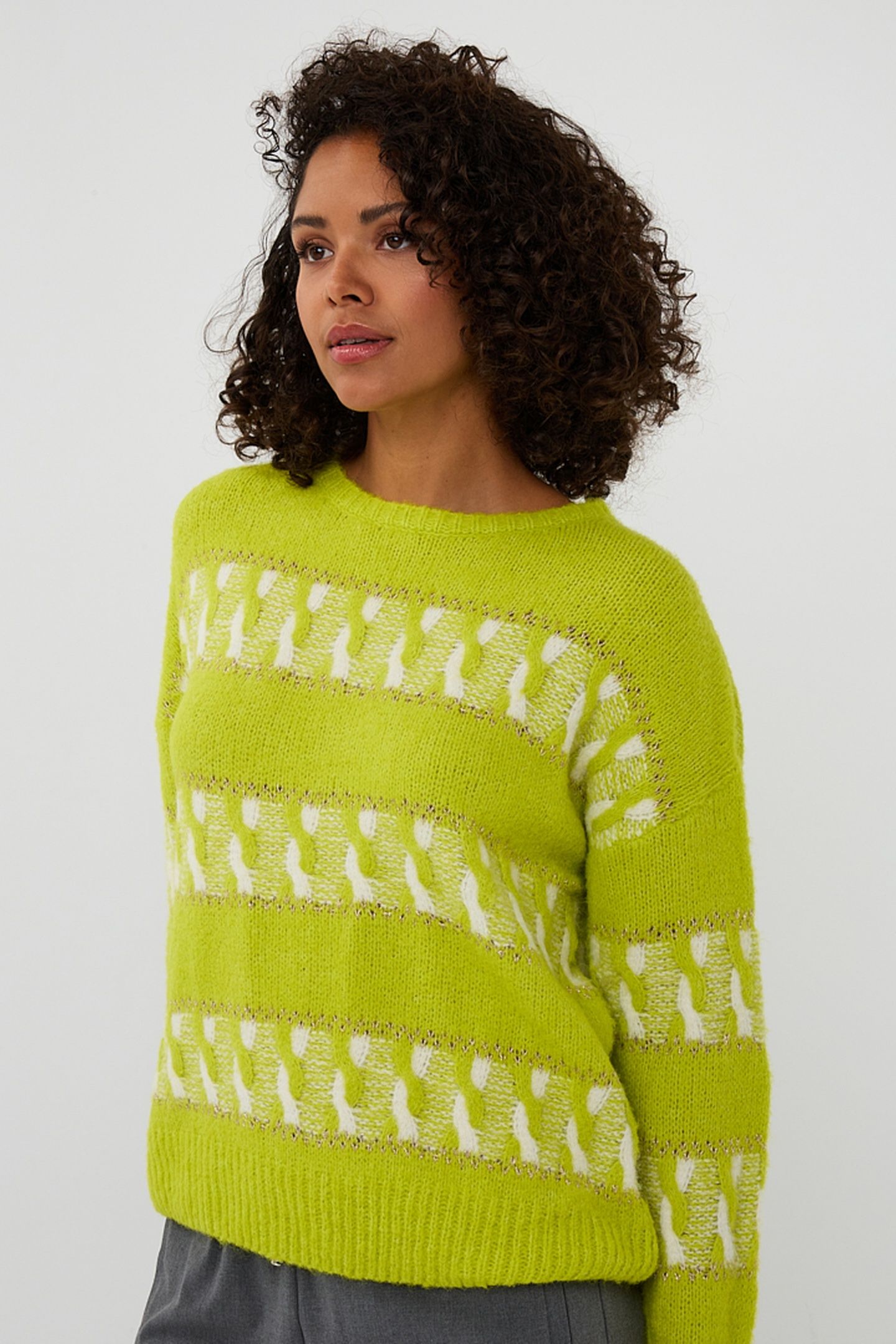 SWEATER STRIPED JACQUARD CITY LIME 1