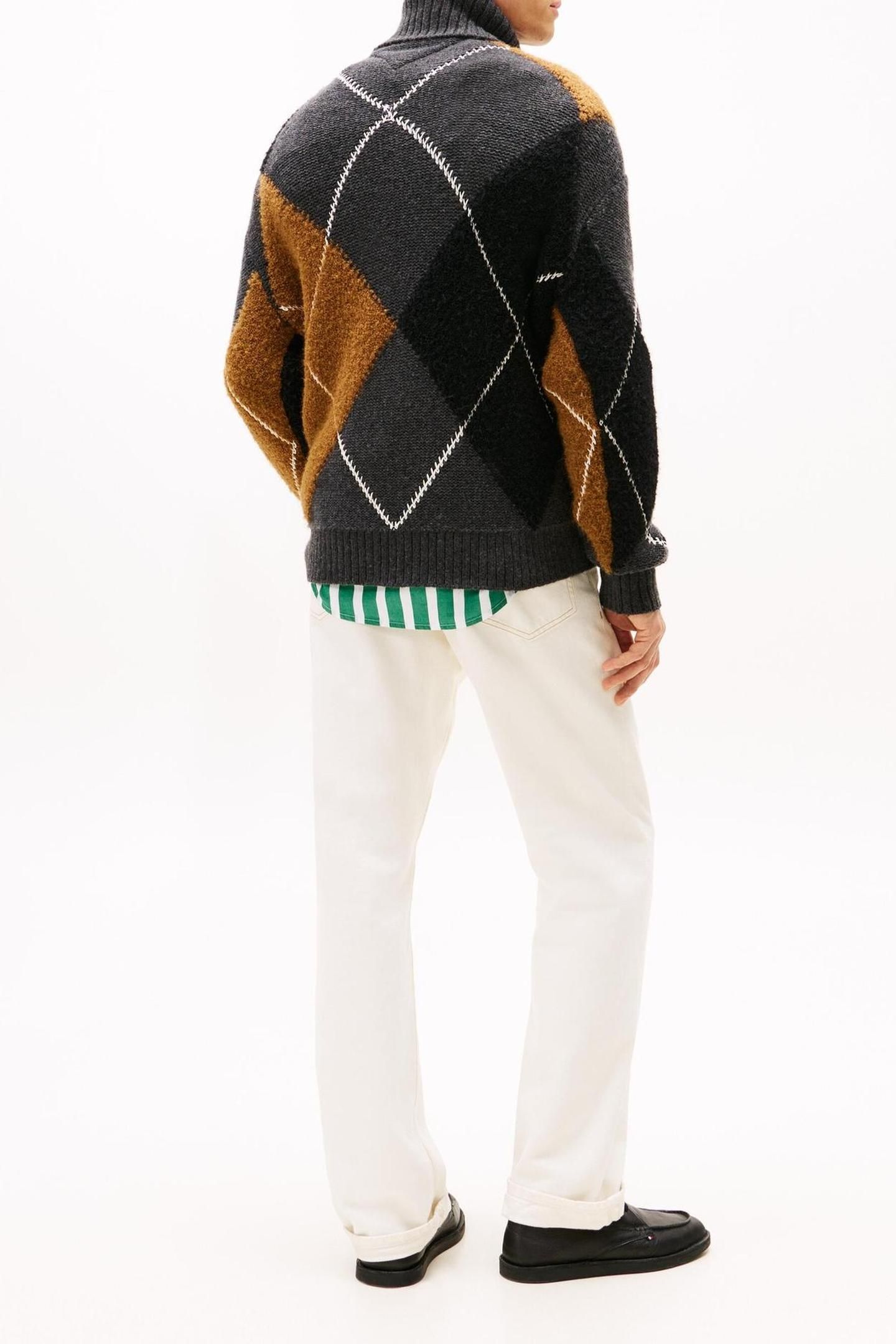 ARGYLE ROLL NECK DARK GREY HEATHER 5