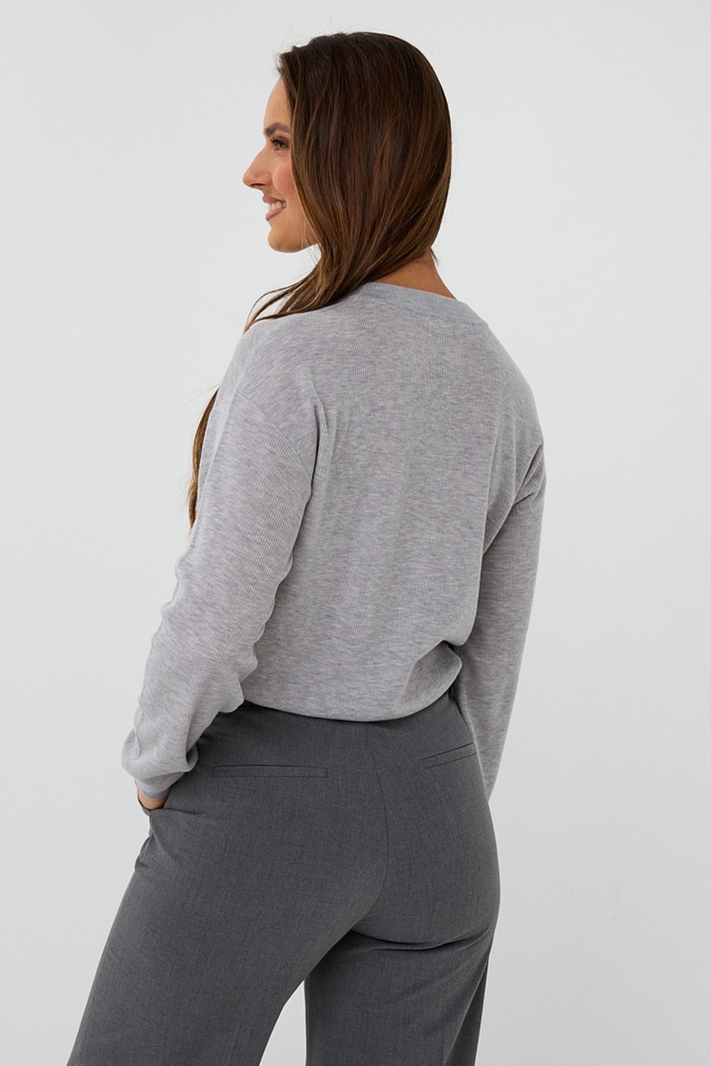 SWEATER L/SLVE TWIST LIGHT GREY MELANGE 3