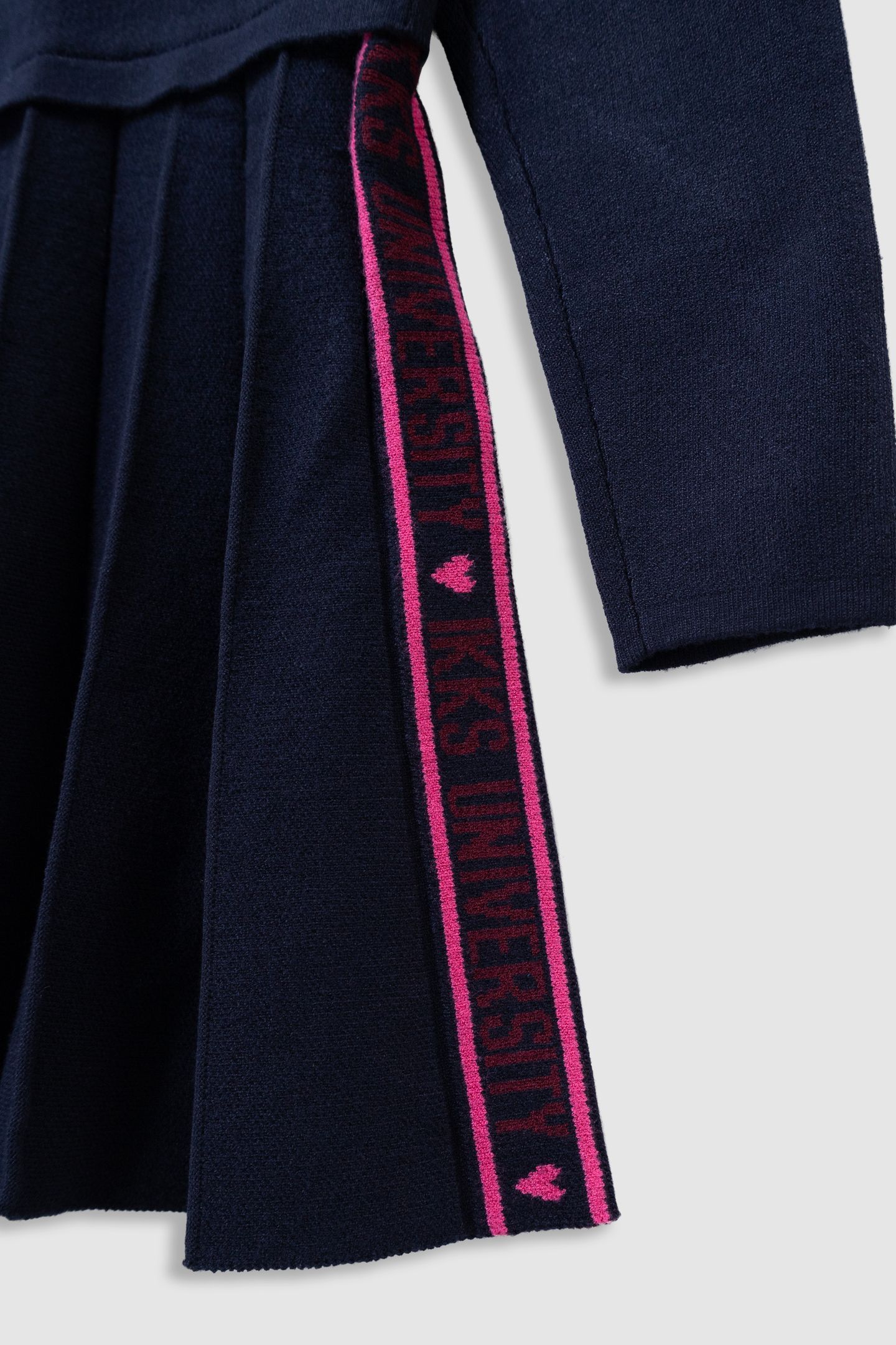 GIRLS’ NAVY KNIT PLEATED LONG-SLEEVED DRESS 3