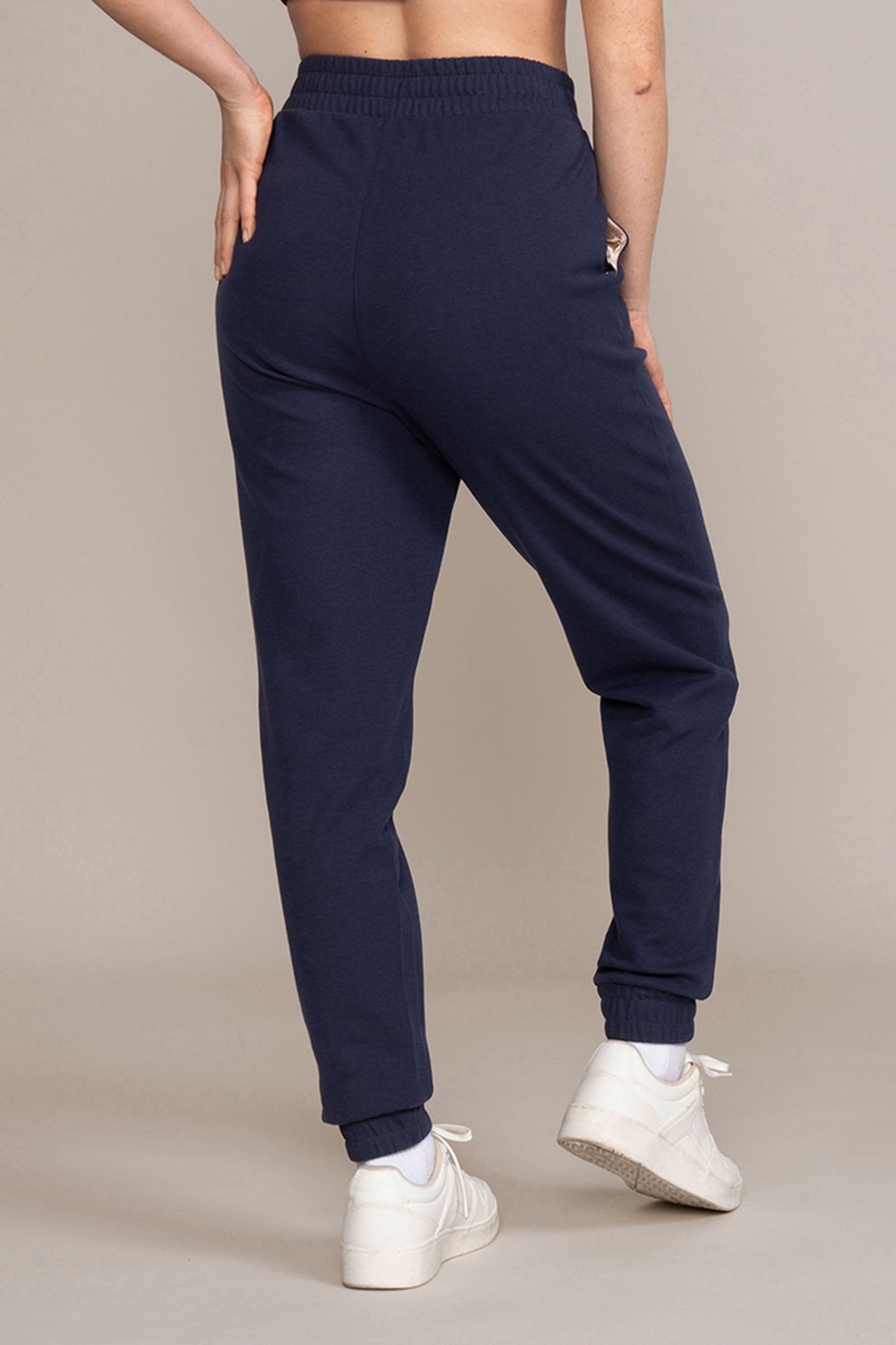 LADIES SWEAT PANTS RUBBER PRINT NAVY 3