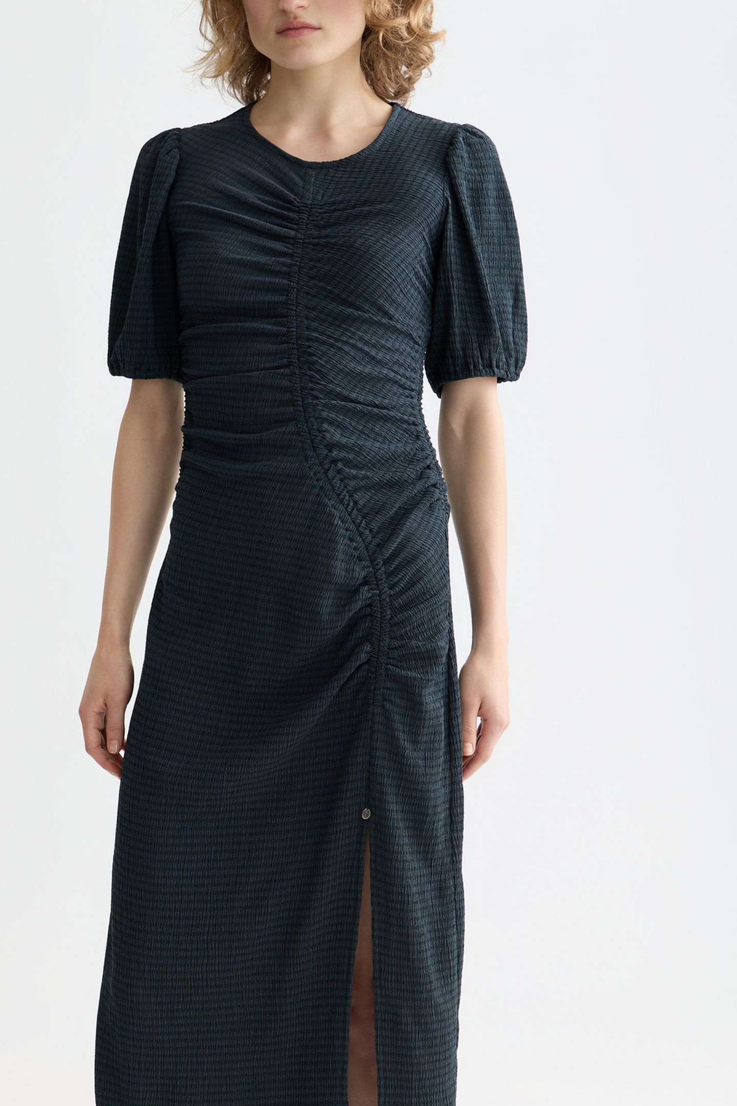 OPEN STRUCTURED JERSEY MIDI DRESS CARBON 5