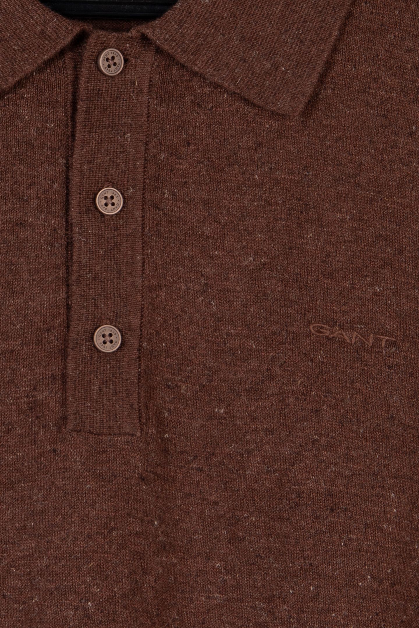SLUB COTTON LINEN SS POLO HAZELNUT MELANGE 4