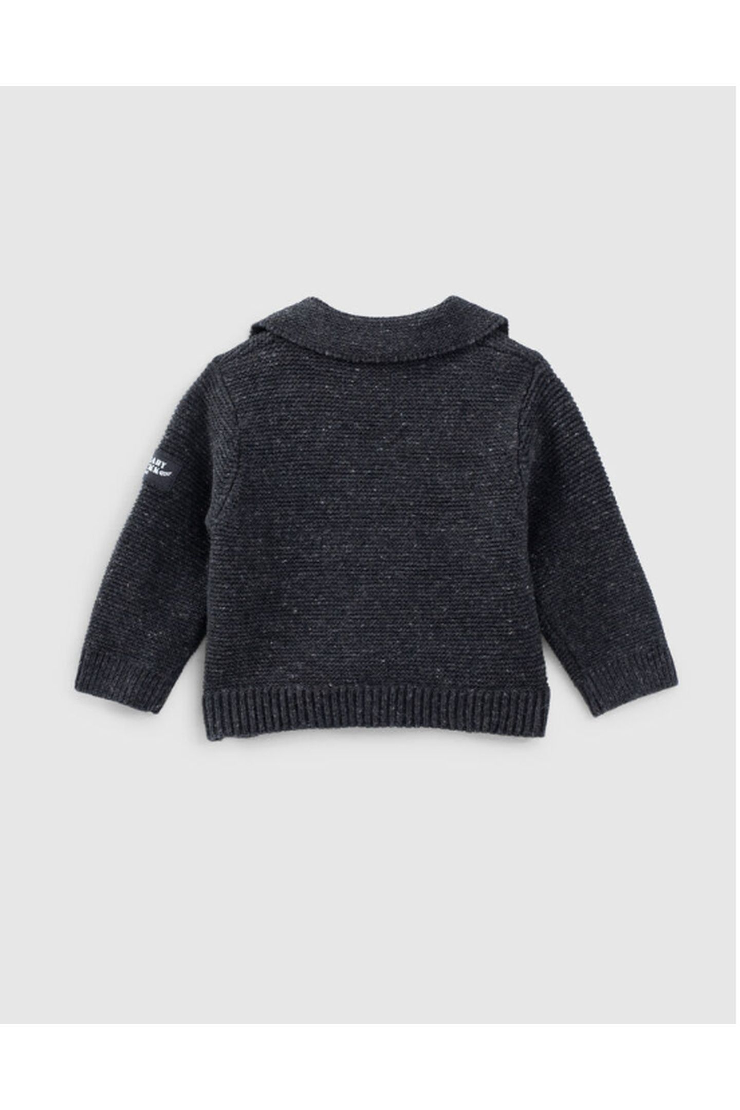 GREY HEATHER BIKER STYLE KNITTED ORGANIC COTTON BABY CARDIGA 2