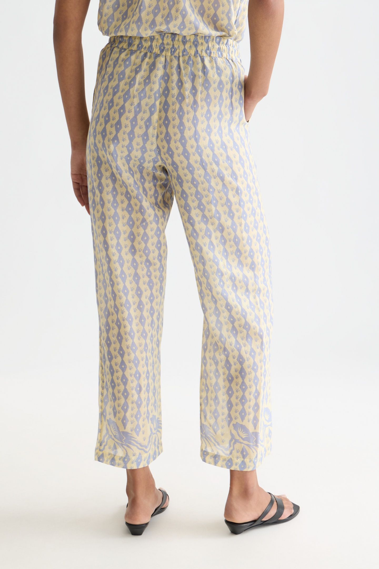 GIA - ALL OVER PRINTED COTTON VOILE PANTS CACTUS STRIPE PLAC 2
