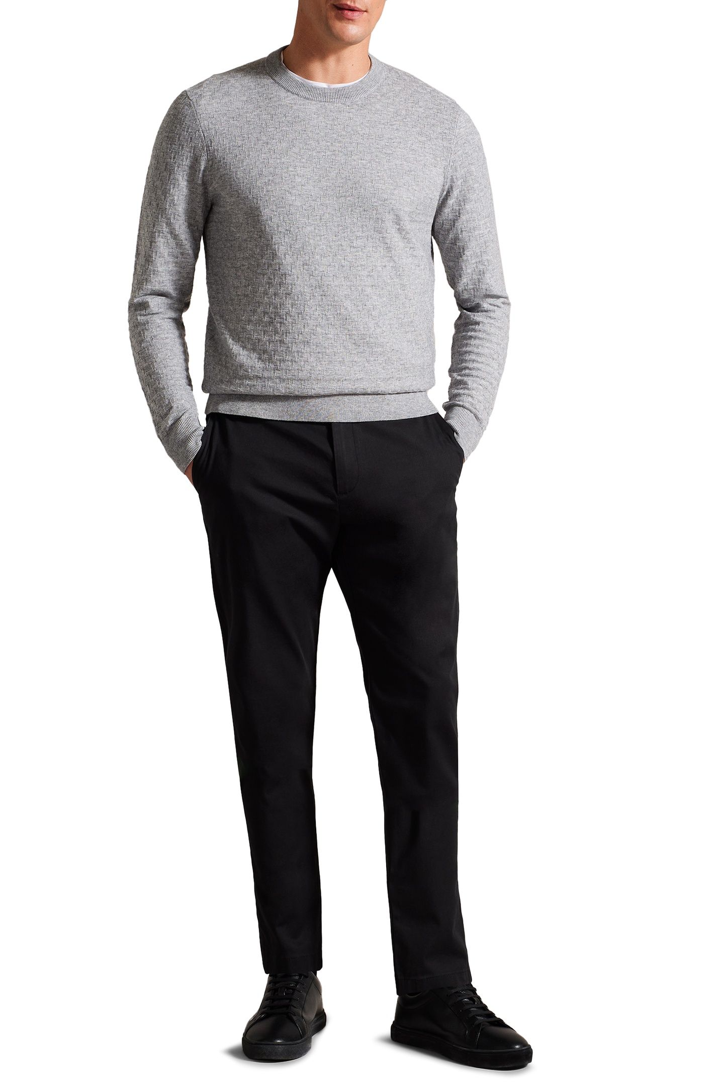 LOUNG LS T STITCH CREW NECK GREY-MARL 1