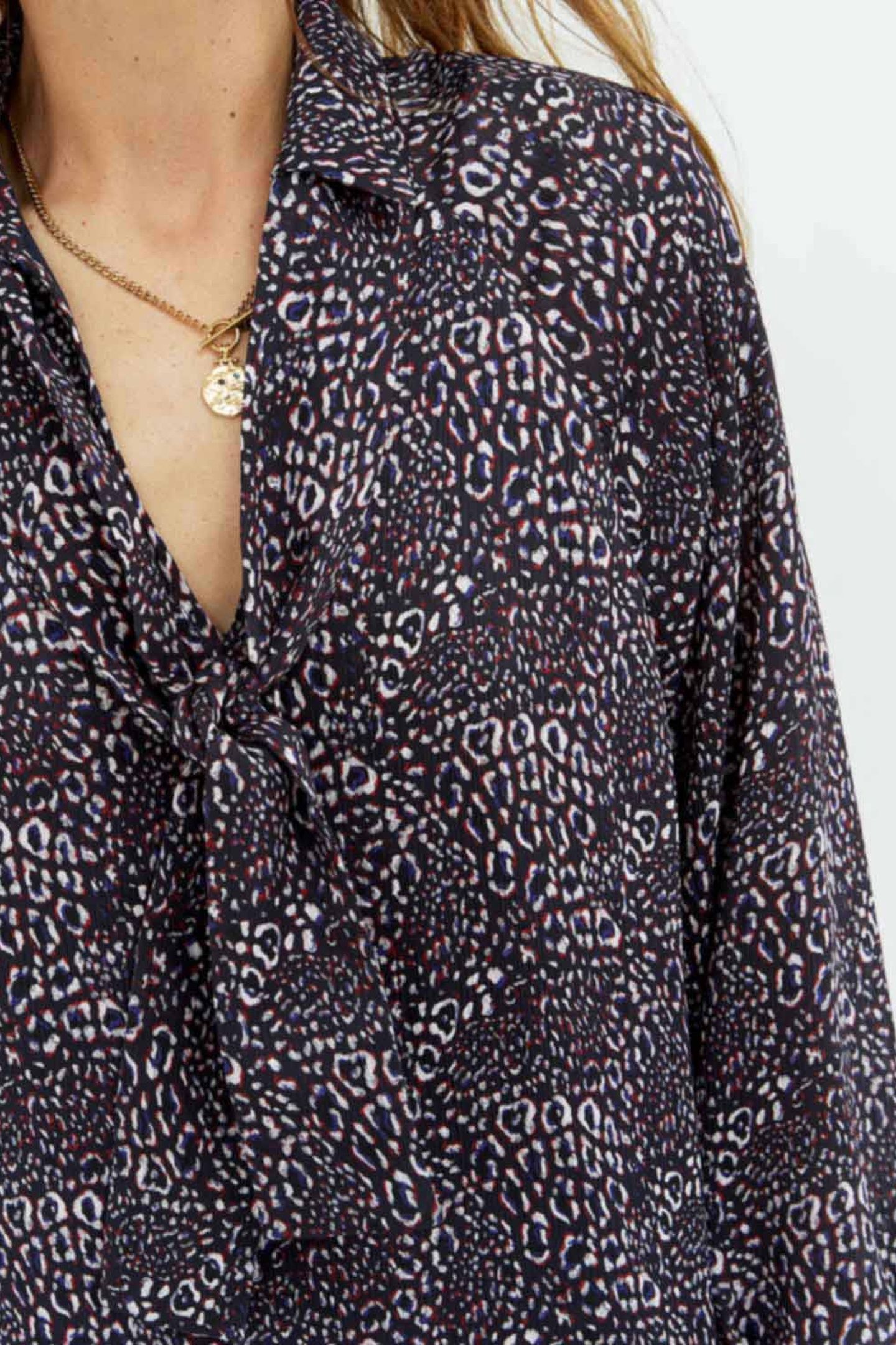 ROYCE _ ABSTRACT LEO PRINT NAVY DRESS IN RECYCLED POLYESTER 5