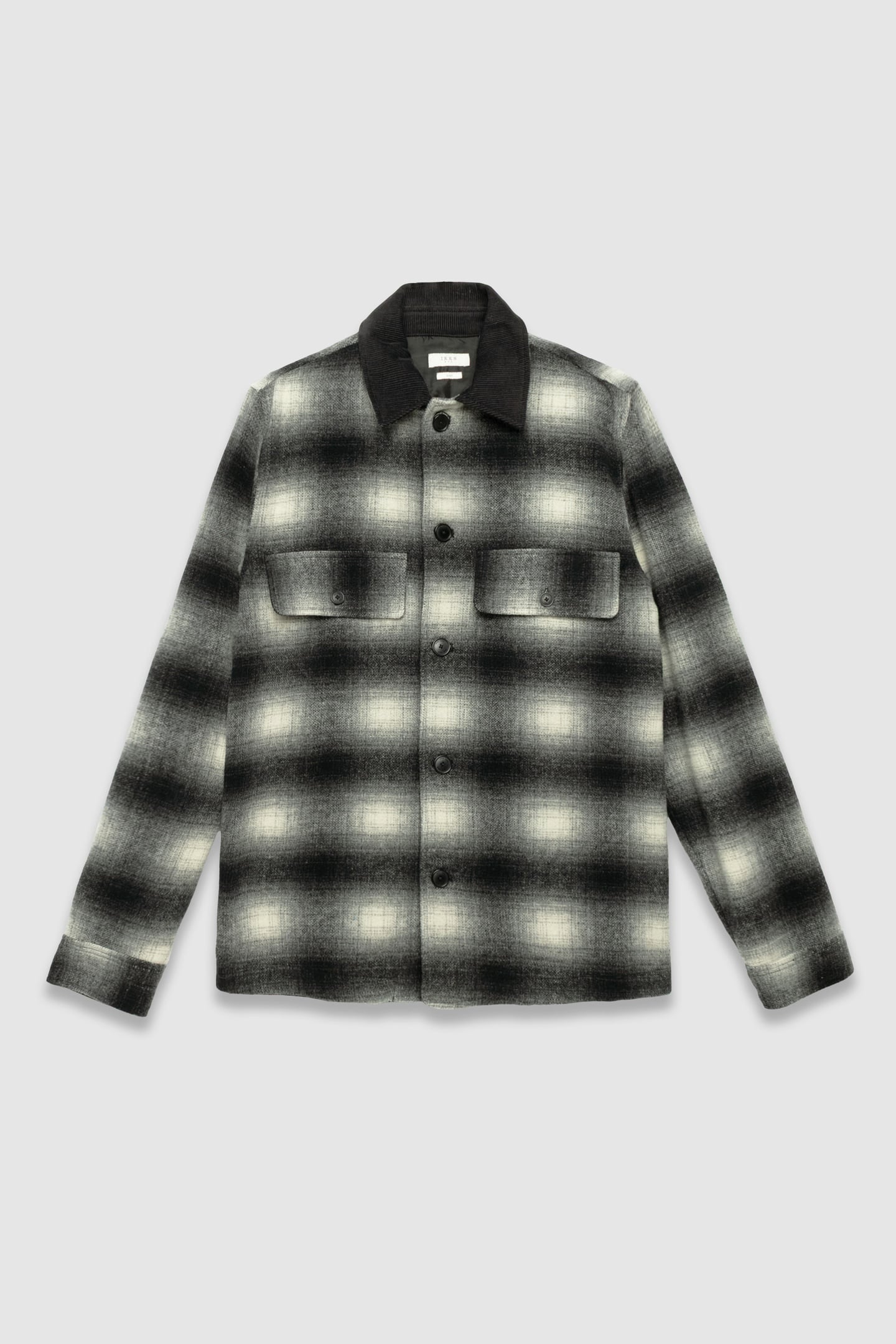 ANTHRACITE CHECK OVERSHIRT WITH VELVET COLLAR 4