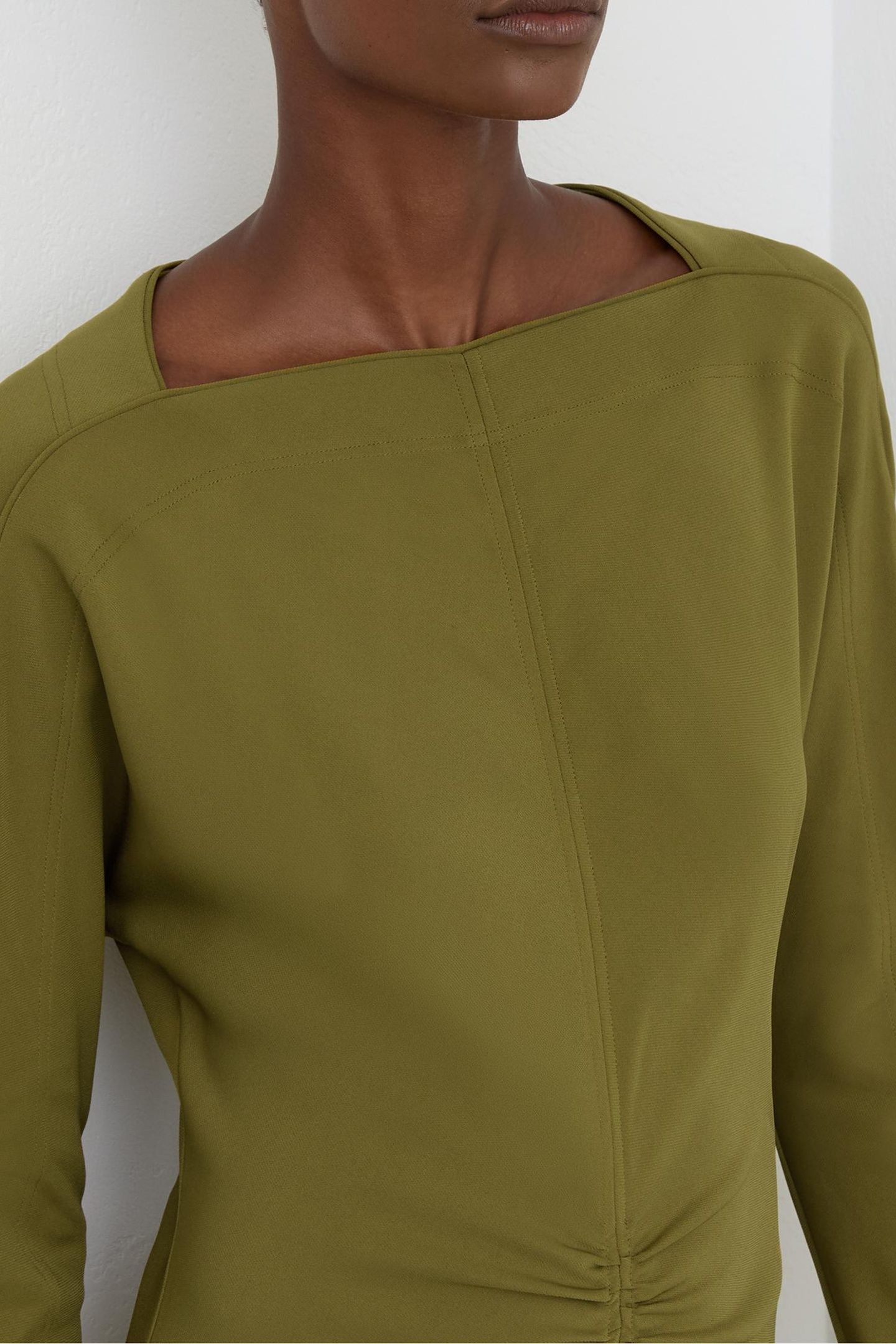 RUCHED LONGSLEEVE MIDI DRESS CHARTREUSE GREEN 7
